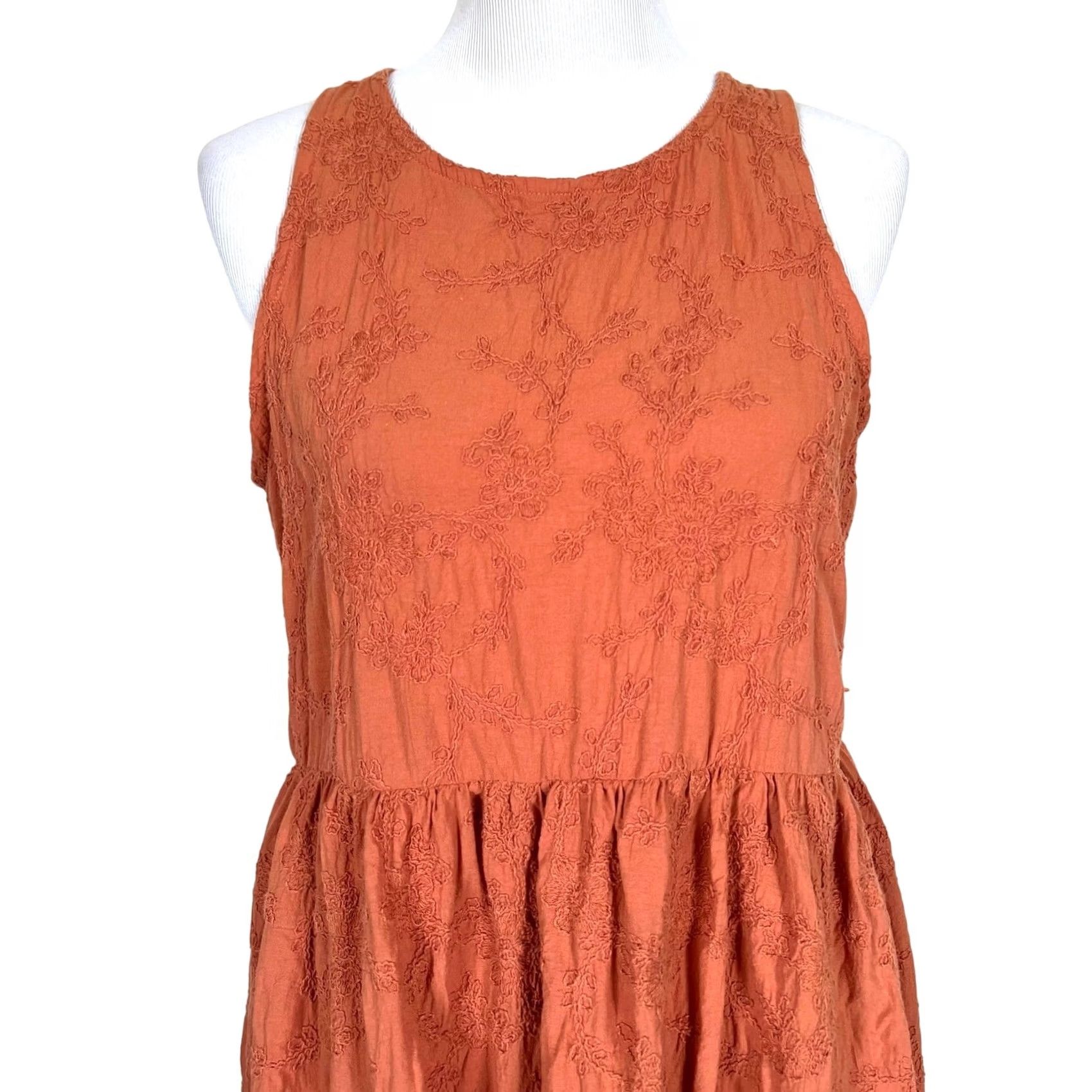 Vintage VINTAGE Cracker Barrel 100% Cotton Women’s Dress Orange Embroidered Sleeveless Midi Bohemian S Womens Size S / US 4 / IT 40 - 2 Thumbnail