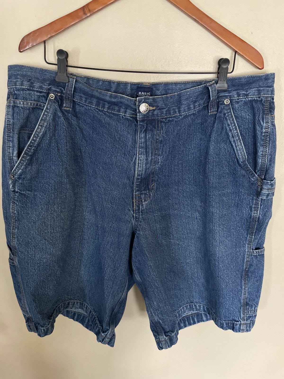 Basic Editions × Vintage basic editions blue denim jean shorts JORTS cotton carpenter Size US 40 / EU 56 - 1 Thumbnail