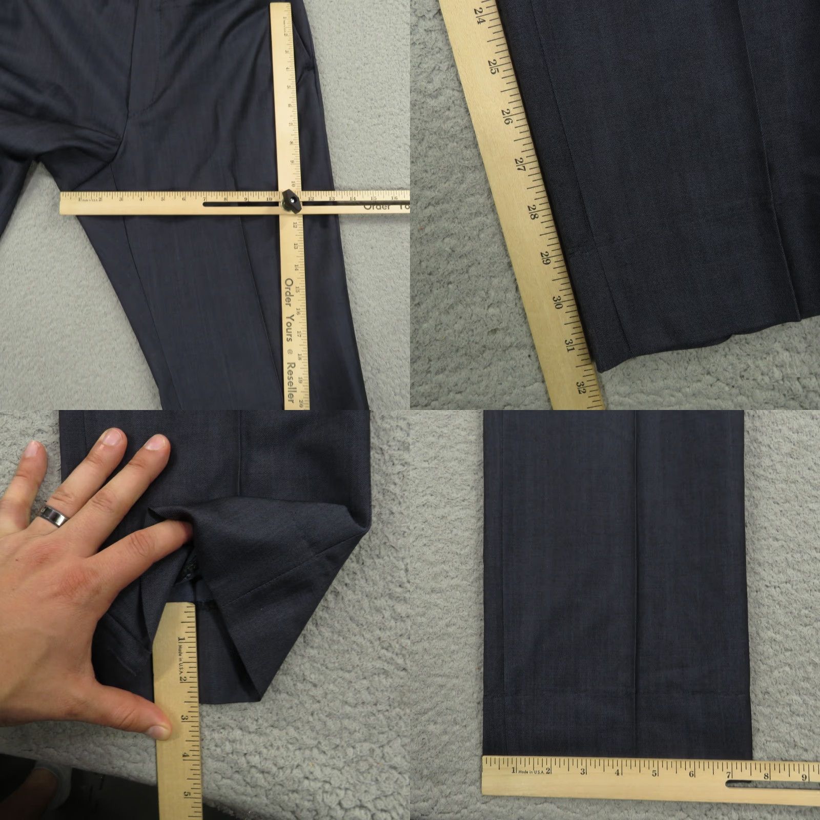 Zegna Pants 34x32 Wool Mohair Solid Blue Flat Front Straight Trousers Slacks Mens Regular 34 32 Inseam Wool Mohair Blue Solid Dress Pants Vintage N/A
