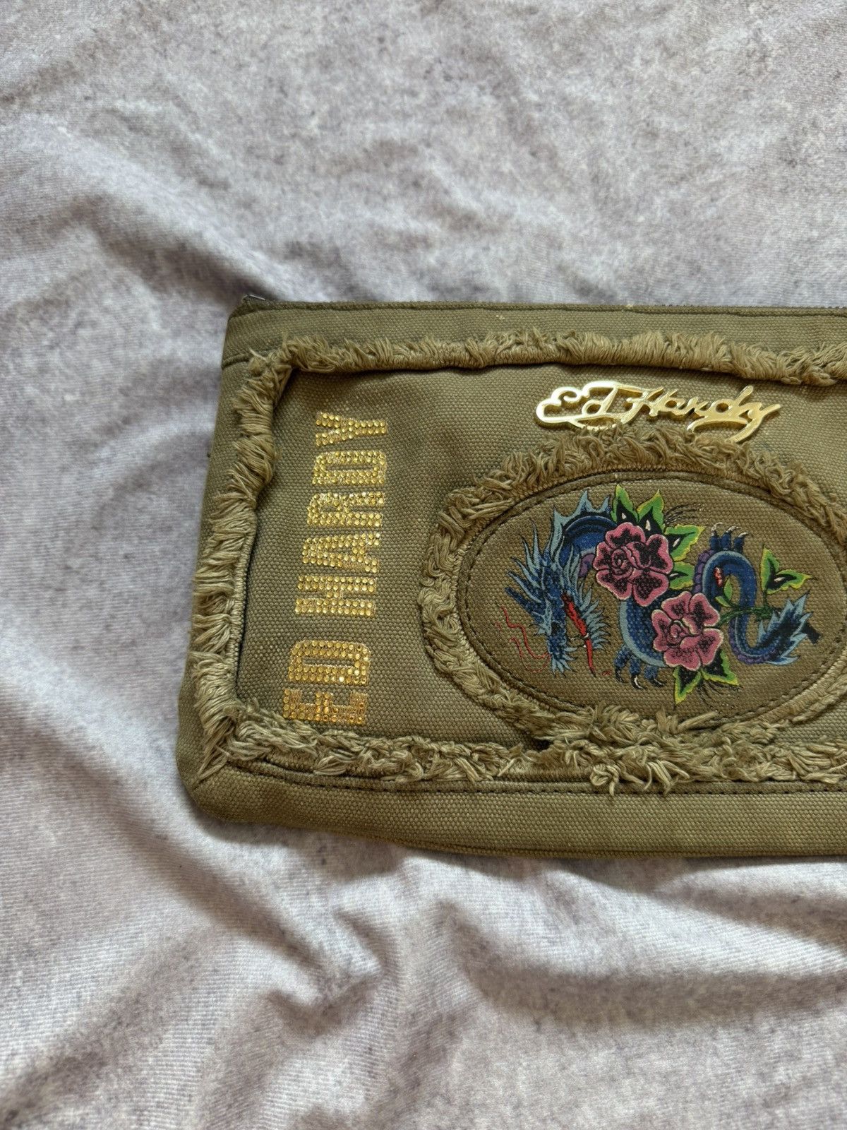 Ed Hardy Y2K Ed Hardy Distressed Canvas Clutch Bag Size ONE SIZE - 4 Thumbnail