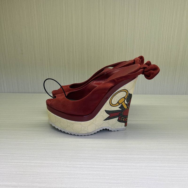 Gucci Gucci Red Platform Shoes with Unique Design Size US 6.5 / EU 39-40 - 1 Thumbnail