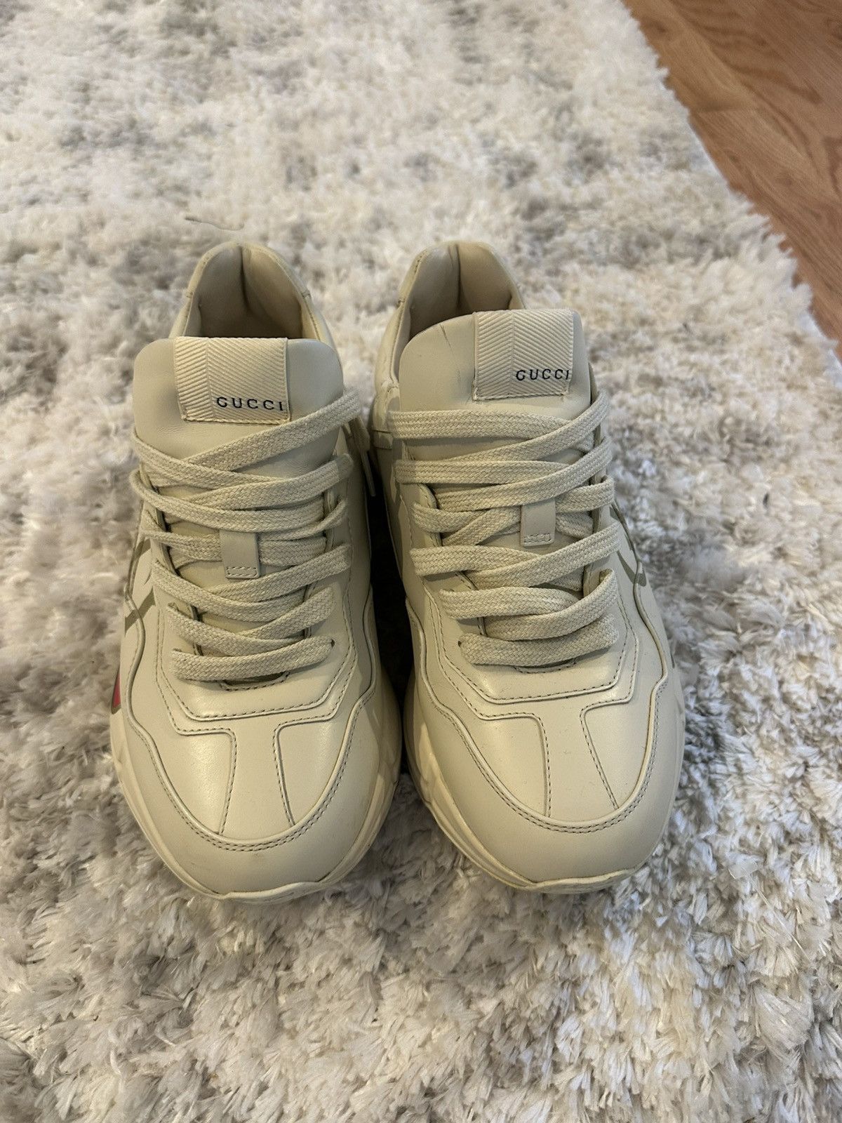 Gucci Rhyton Gucci Logo leather sneaker Size US 8.5 / IT 38.5 - 4 Thumbnail