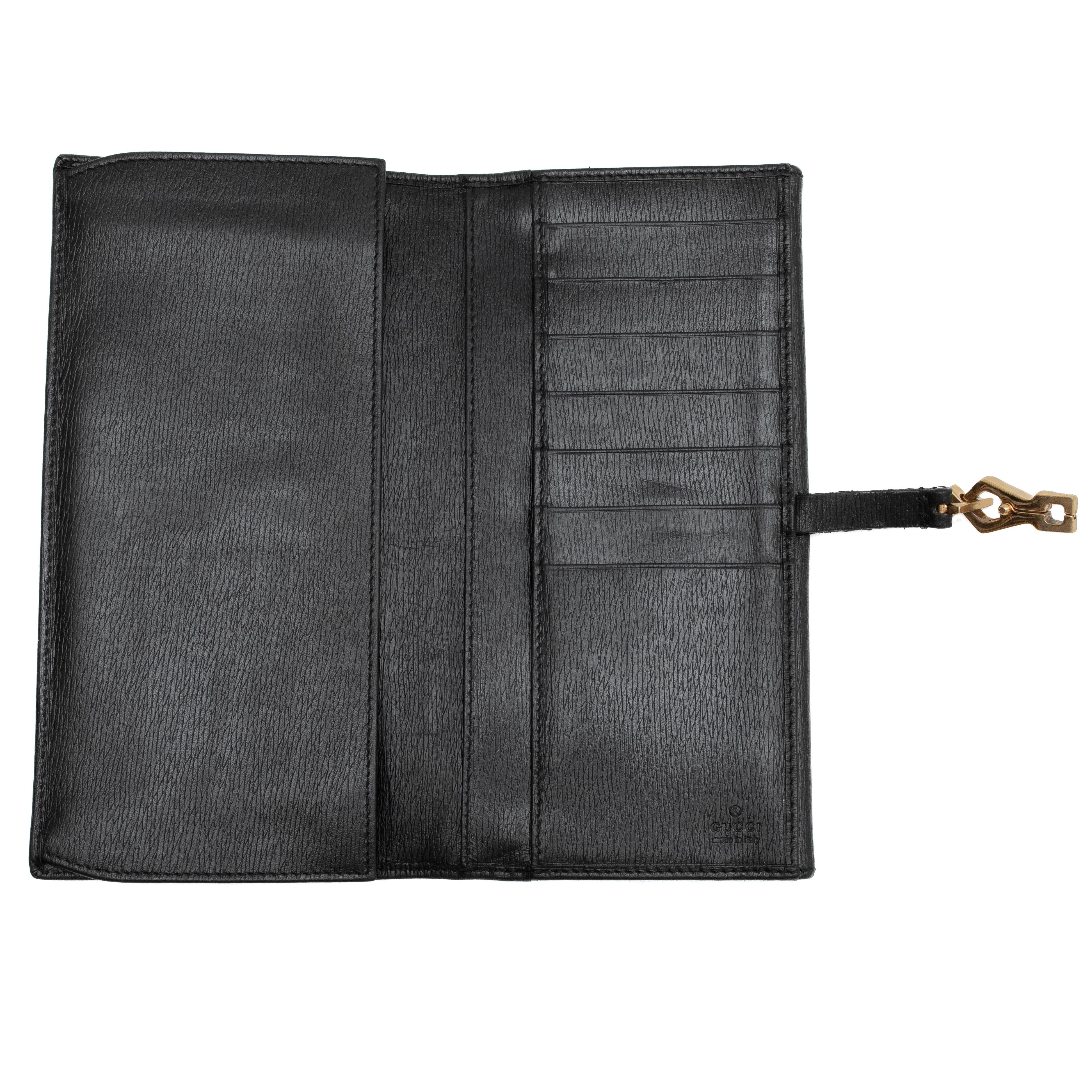 Gucci GUCCI Jackie Black Grained Leather Bifold Wallet Size ONE SIZE - 7 Thumbnail
