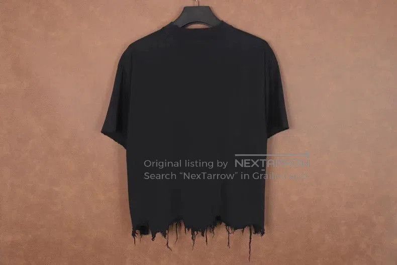 Balenciaga Balenciaga Black Distressed Hem Short Sleeve T-Shirt. Size US XXL / EU 58 / 5 - 3 Thumbnail