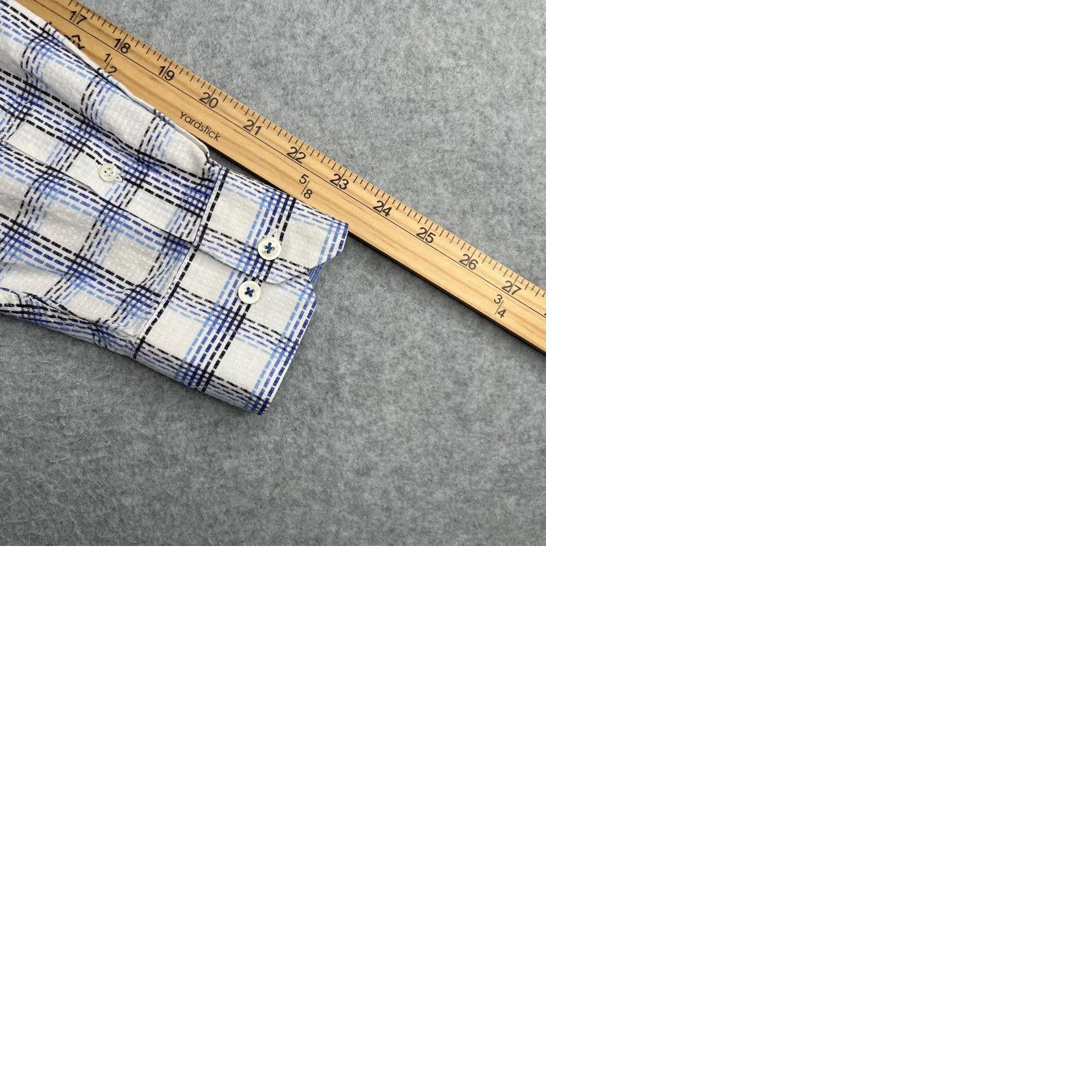 BUGATCHI BUGATCHI UOMO Classic Fit Shirt Large Blue White Check Button Up Long Sleeve Men Size US L / EU 52-54 / 3 - 9 Thumbnail