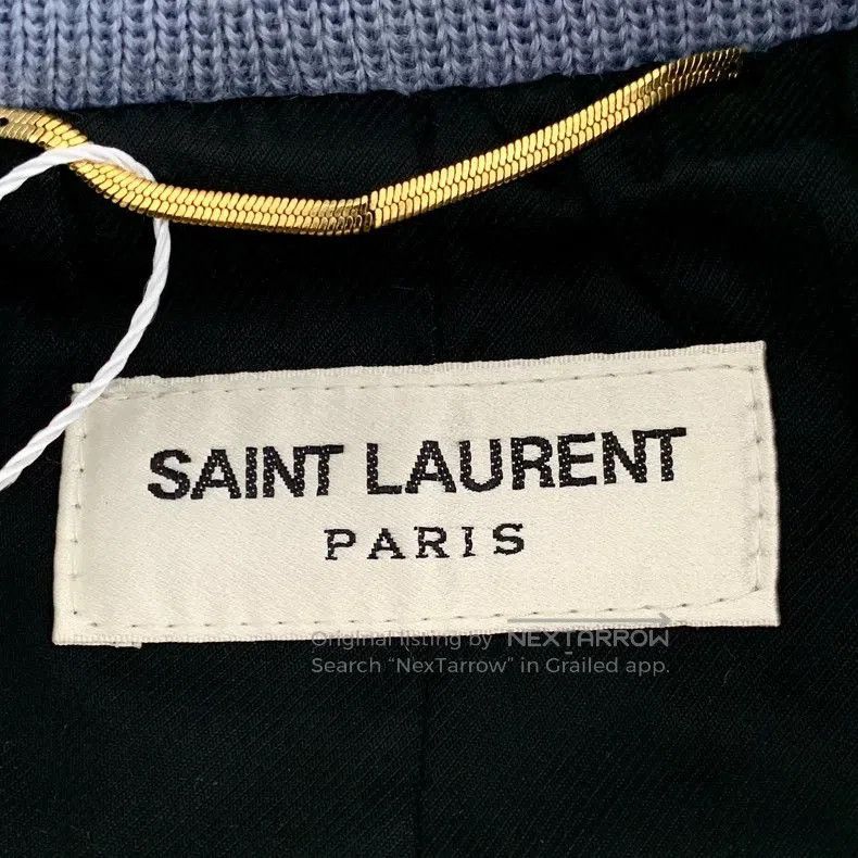 Saint Laurent Paris Saint Laurent Blue Striped Wool Bomber Jacket. Size US XS / EU 42 / 0 - 5 Thumbnail