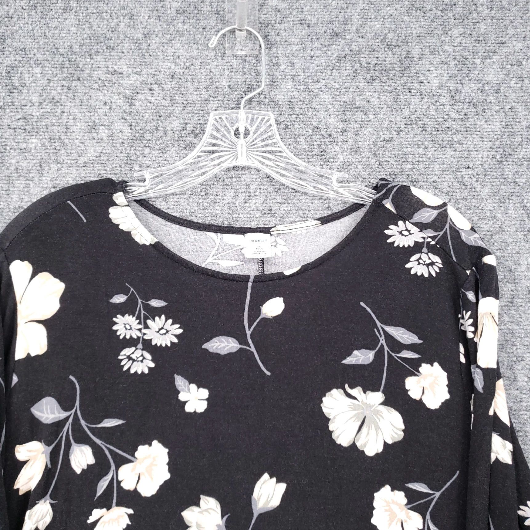 Old Navy Old Navy Dress Womens 1X 1 Plus Black Floral Long Sleeve Shift Knee-Length Dress Size XL / US 12-14 / IT 48-50 - 3 Thumbnail