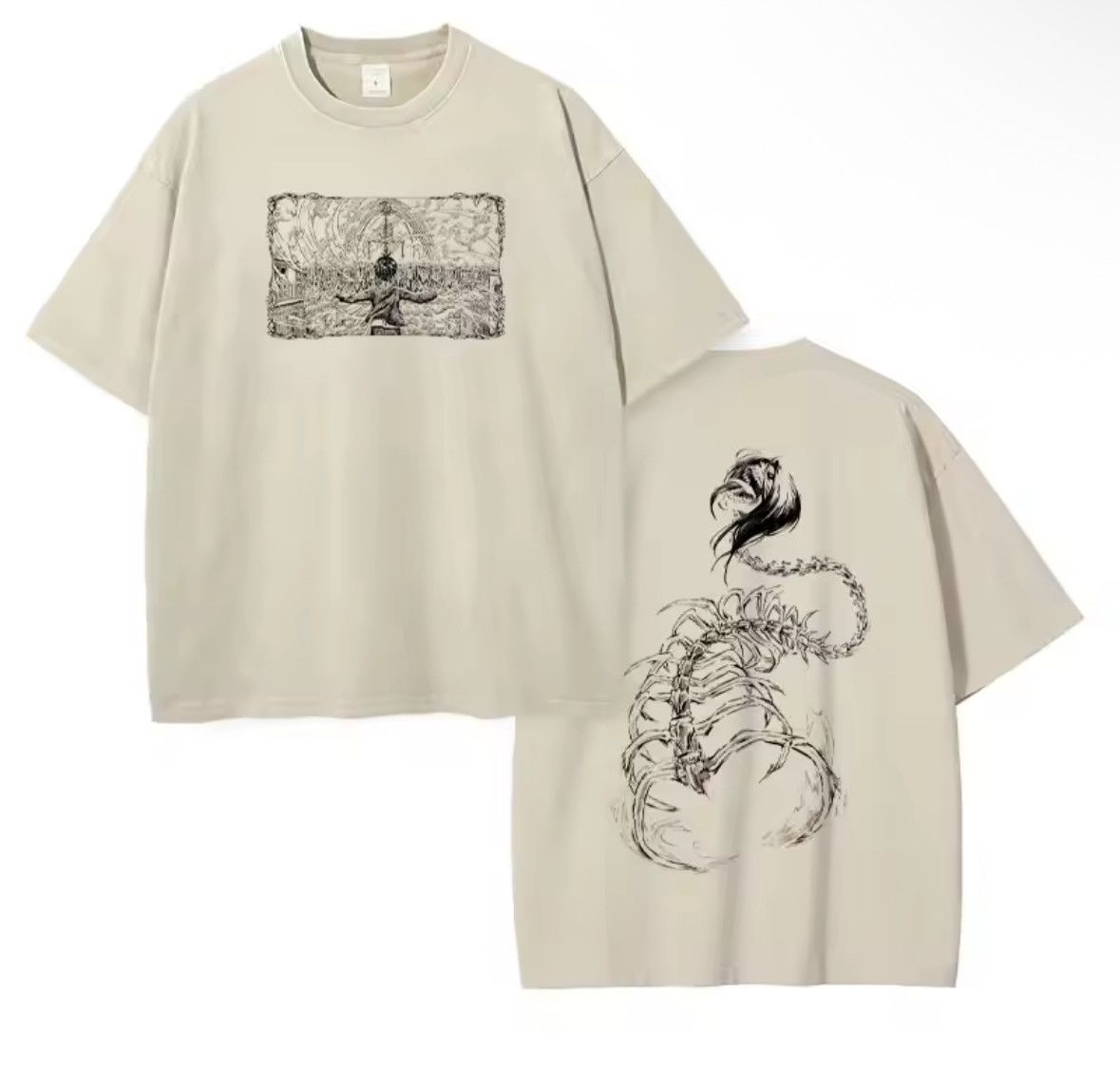 Japanese Brand Retro Gothic Eagle Skeleton Washed Short Sleeve T-Shirt Size US L / EU 52-54 / 3 - 1 Thumbnail