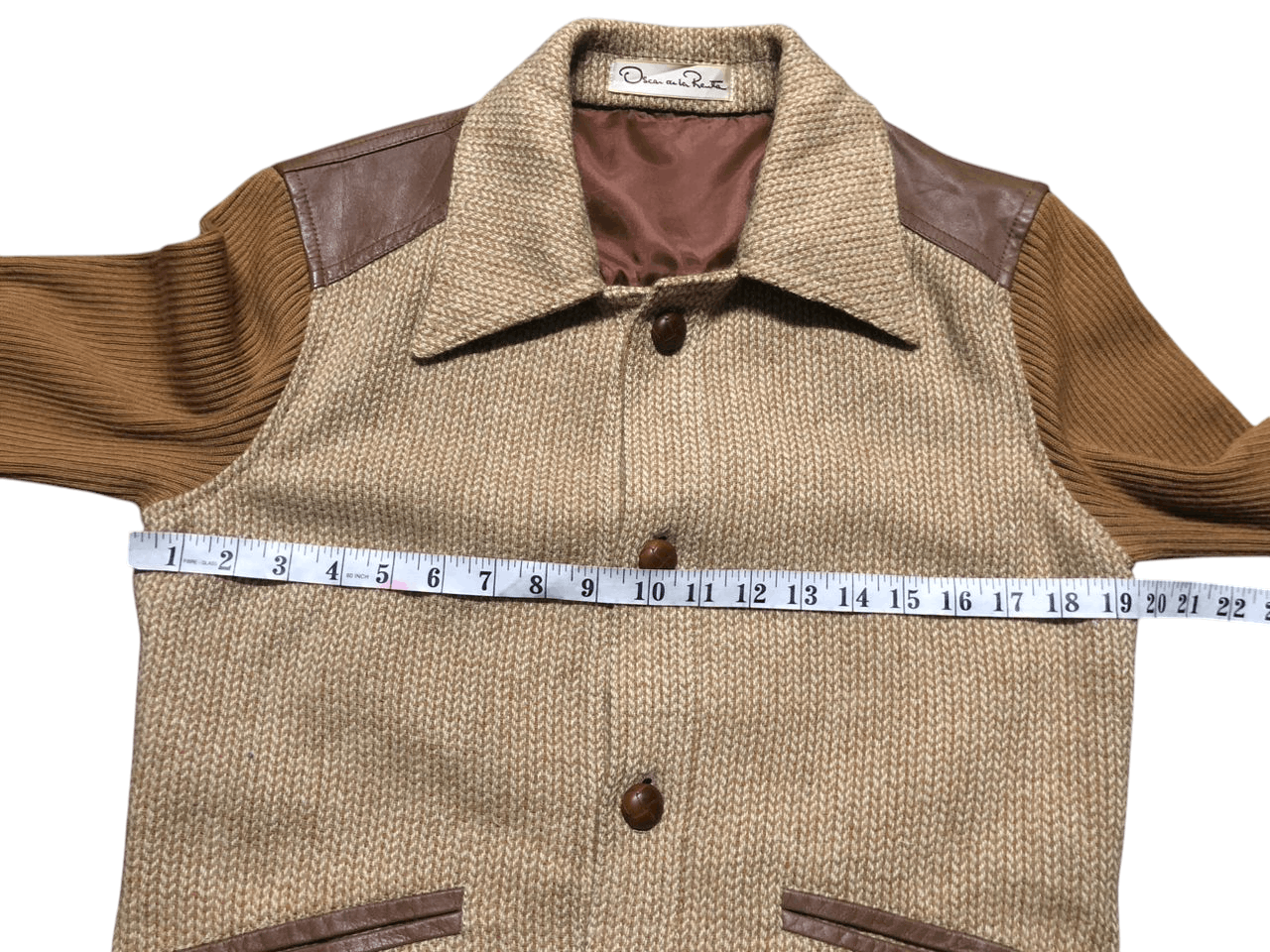 Oscar De La Renta Vintage Oscar De La Renta Wool knit Leather Part jacket Size US M / EU 48-50 / 2 - 15 Thumbnail