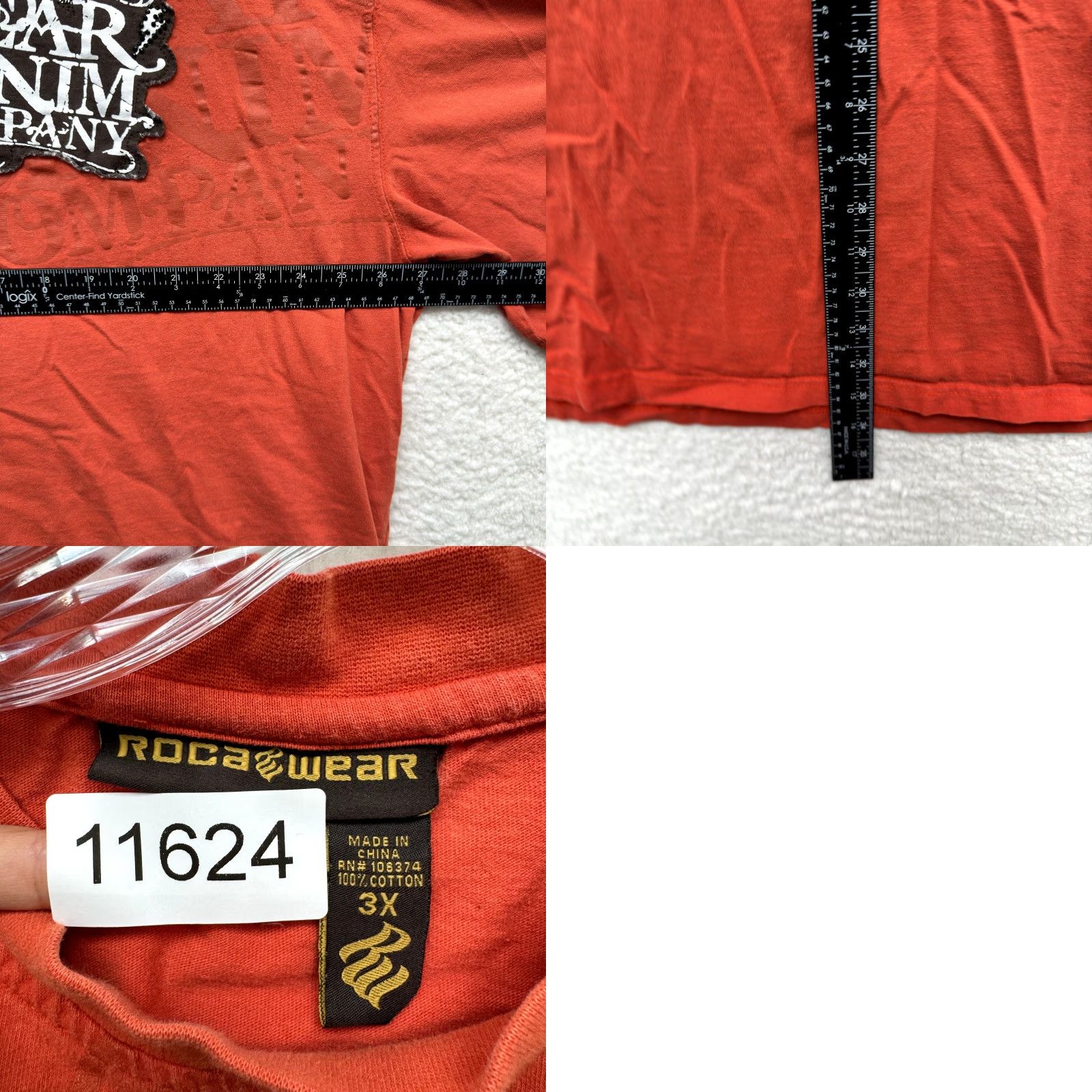 Rocawear VINTAGE Rocawear T-Shirt 3XL Mens Orange Logo Patch Studded Streetwear Graphic Tee Hip Hop Size US XXL / EU 58 / 5 - 8 Thumbnail