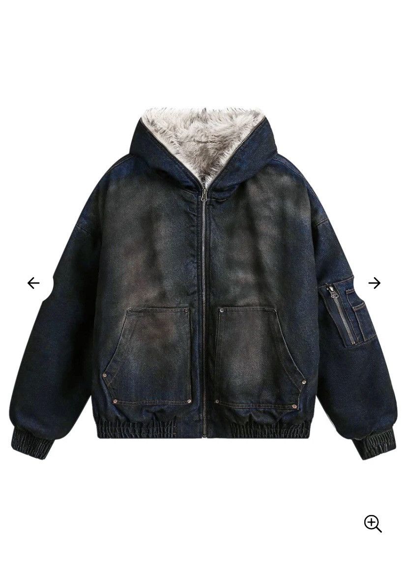 Vintage Washed Denim Fur Hooded Jacket Size US S / EU 44-46 / 1 - 3 Thumbnail