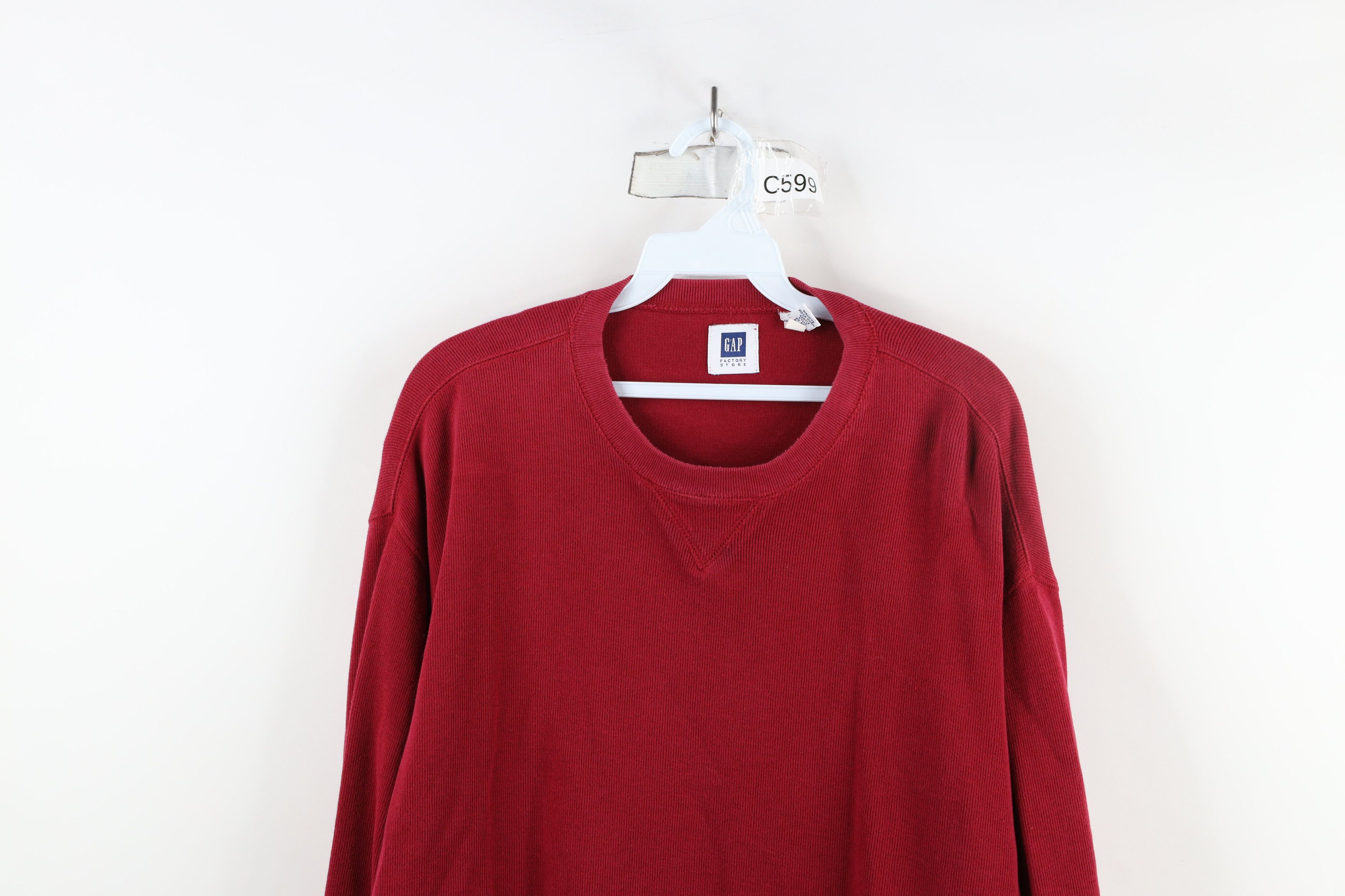 Gap × Vintage Vintage Y2K 2000 Gap Ribbed Knit Long Sleeve T-Shirt Red Size US L / EU 52-54 / 3 - 2 Thumbnail