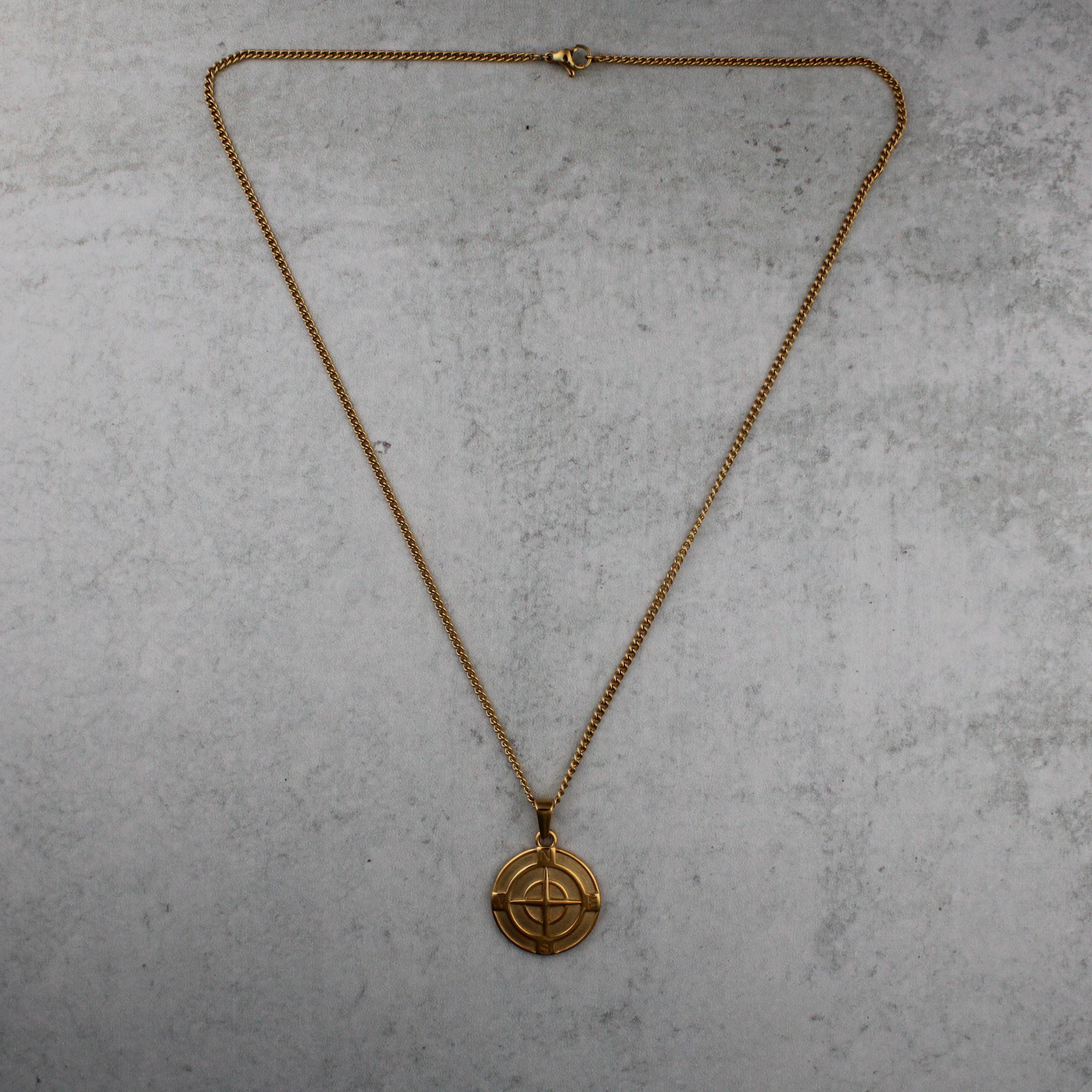 Jewelry Gold Compass Pendant Chain Necklace Size ONE SIZE - 3 Thumbnail