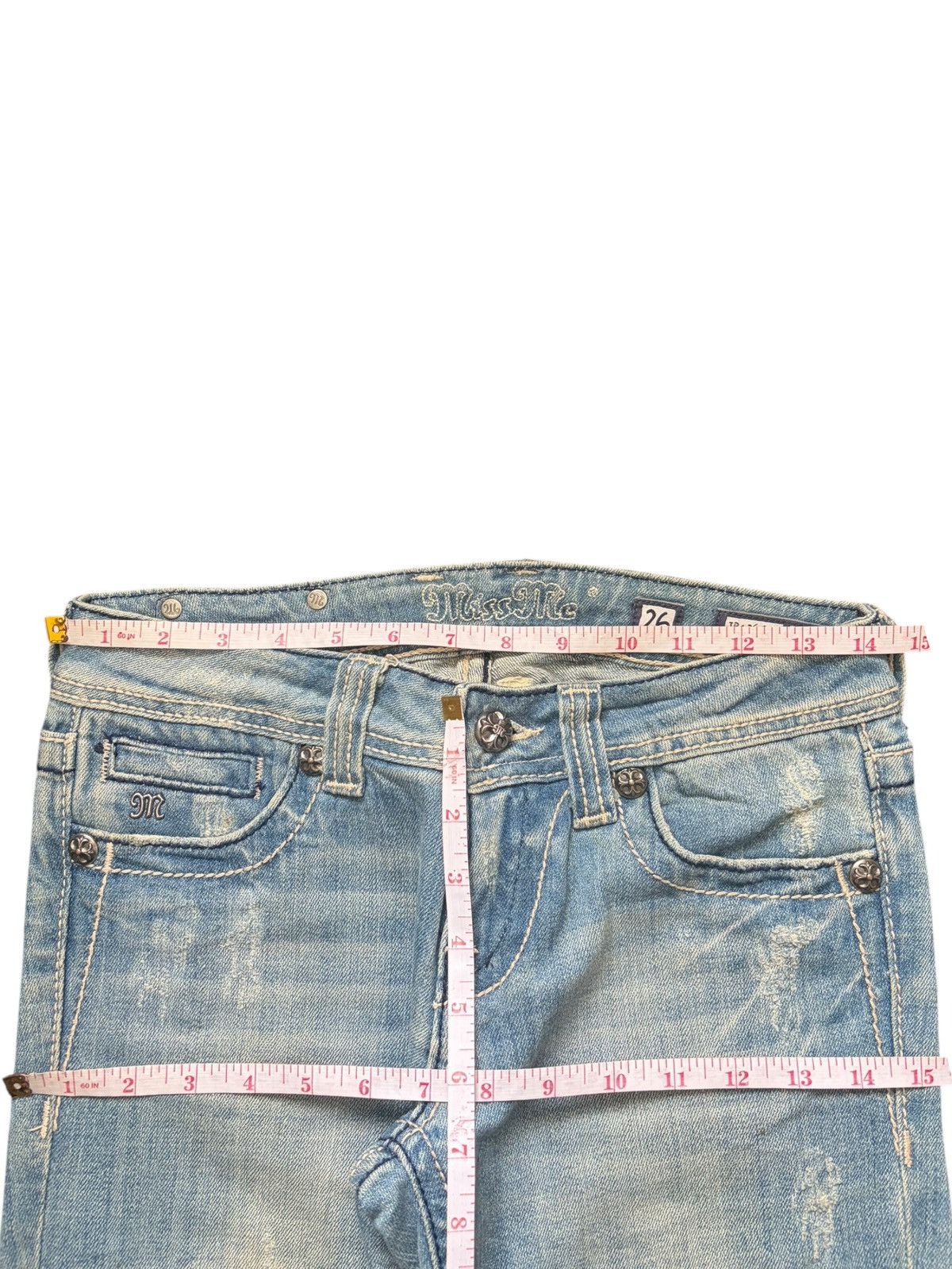 Miss Me Vintage Miss Me Mud Wash Distressed Flare Jeans Size 29" - 6 Thumbnail
