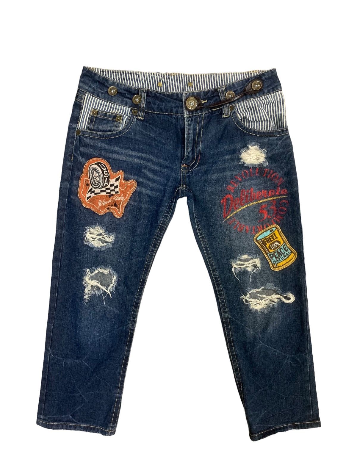 If Six Was Nine × Japanese Brand × Le Grande Bleu (L.G.B.) Vintage Japanese Original Jeans Distress Short Jeans Size US 31 - 1 Thumbnail