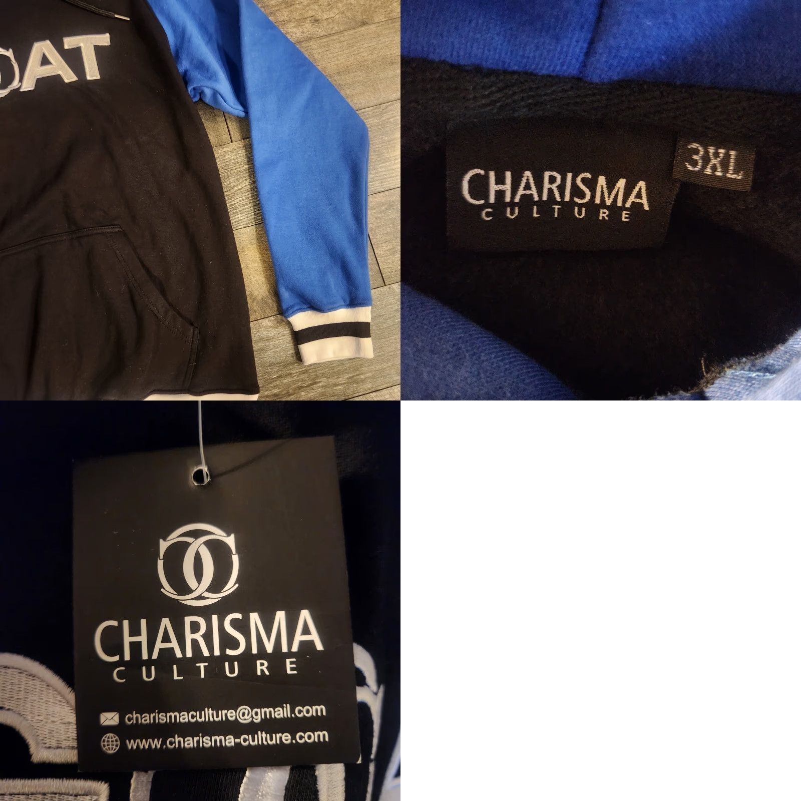 Vintage Charisma Culture Hoodie Mens 3XL Blue Embroidered Double Sided Hip Hop Size US XXL / EU 58 / 5 - 8 Thumbnail