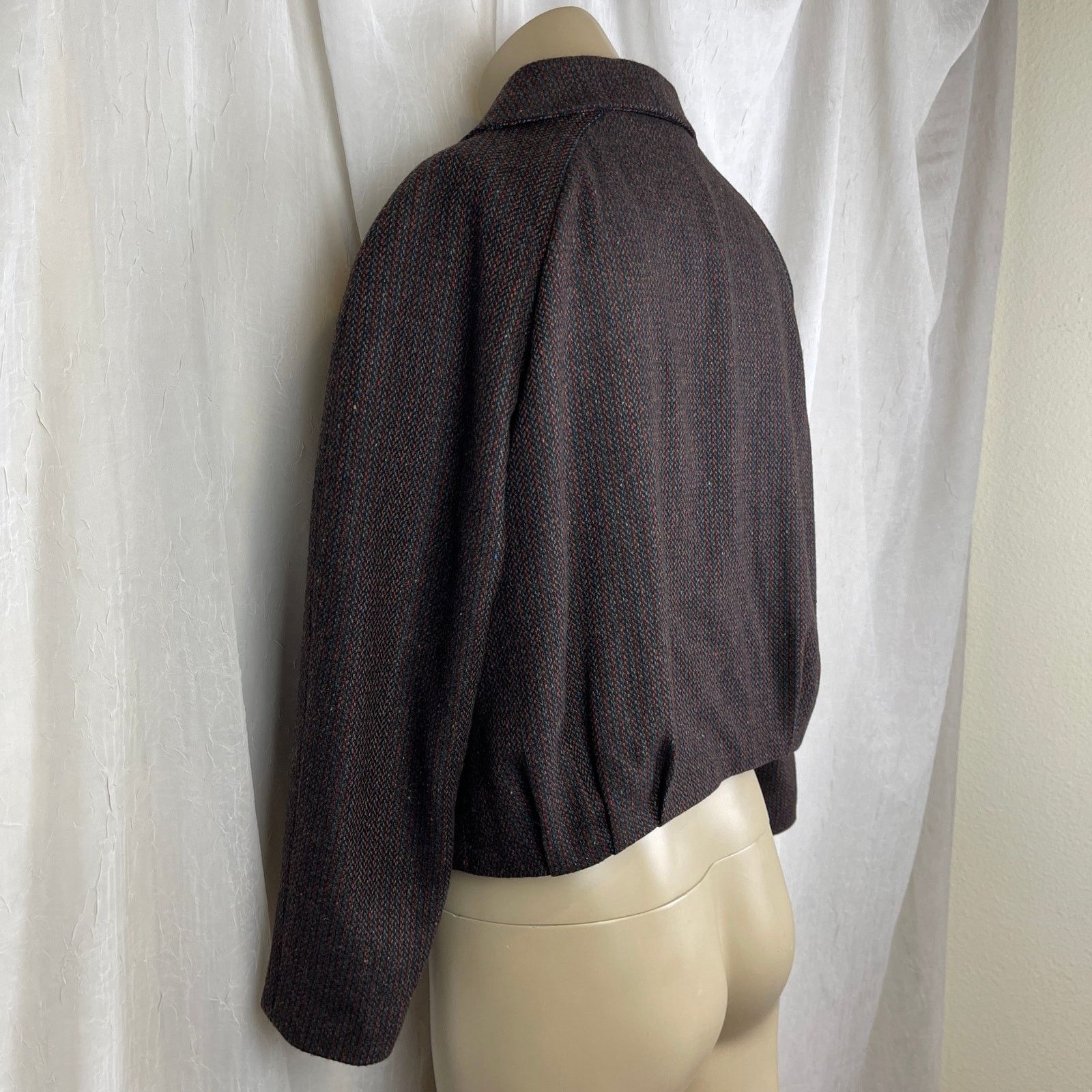 Vintage VTG Y2K Semantiks Cozy Tweed Jacket Brown Black Cottagecore Size M / US 6-8 / IT 42-44 - 11 Thumbnail