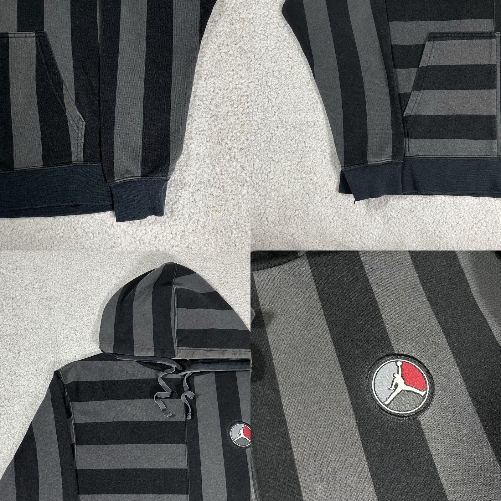 Jordan Brand Air Jordan Hoodie Mens M Gray Stripe Pullover Sweatshirt Retro Jumpman Y2K VTG Size US M / EU 48-50 / 2 - 8 Thumbnail