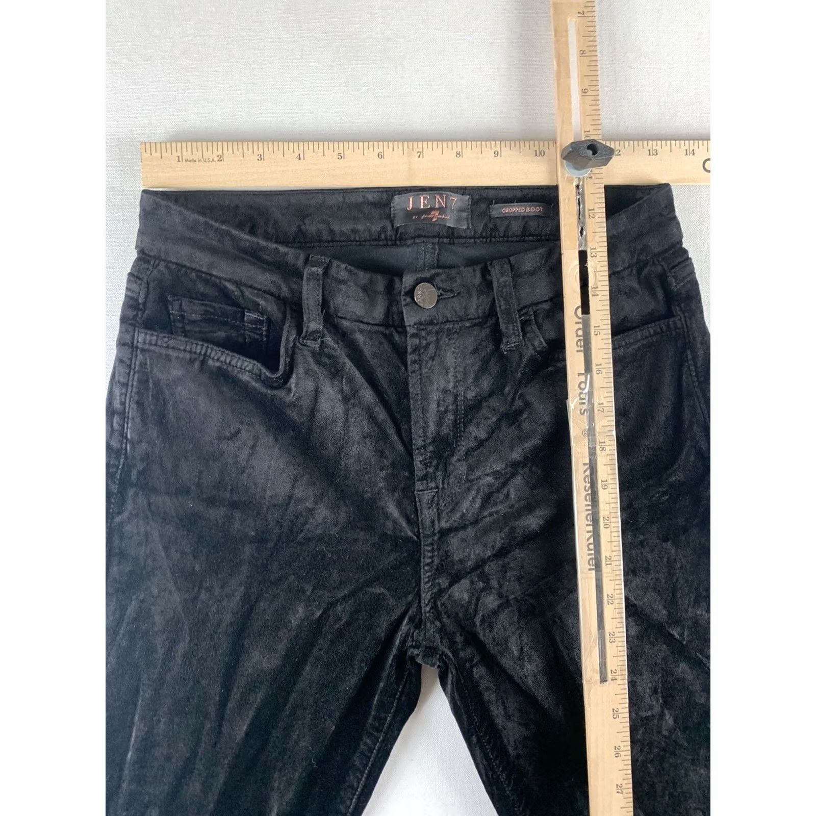 7 For All Mankind VINTAGE JEN 7 FOR ALL MANKIND PANTS CROPPED BOOT VELVET WOMENS 4 BLACK 28X26 WOMENS Jeans Size 27" / US 4 / IT 40 - 7 Thumbnail