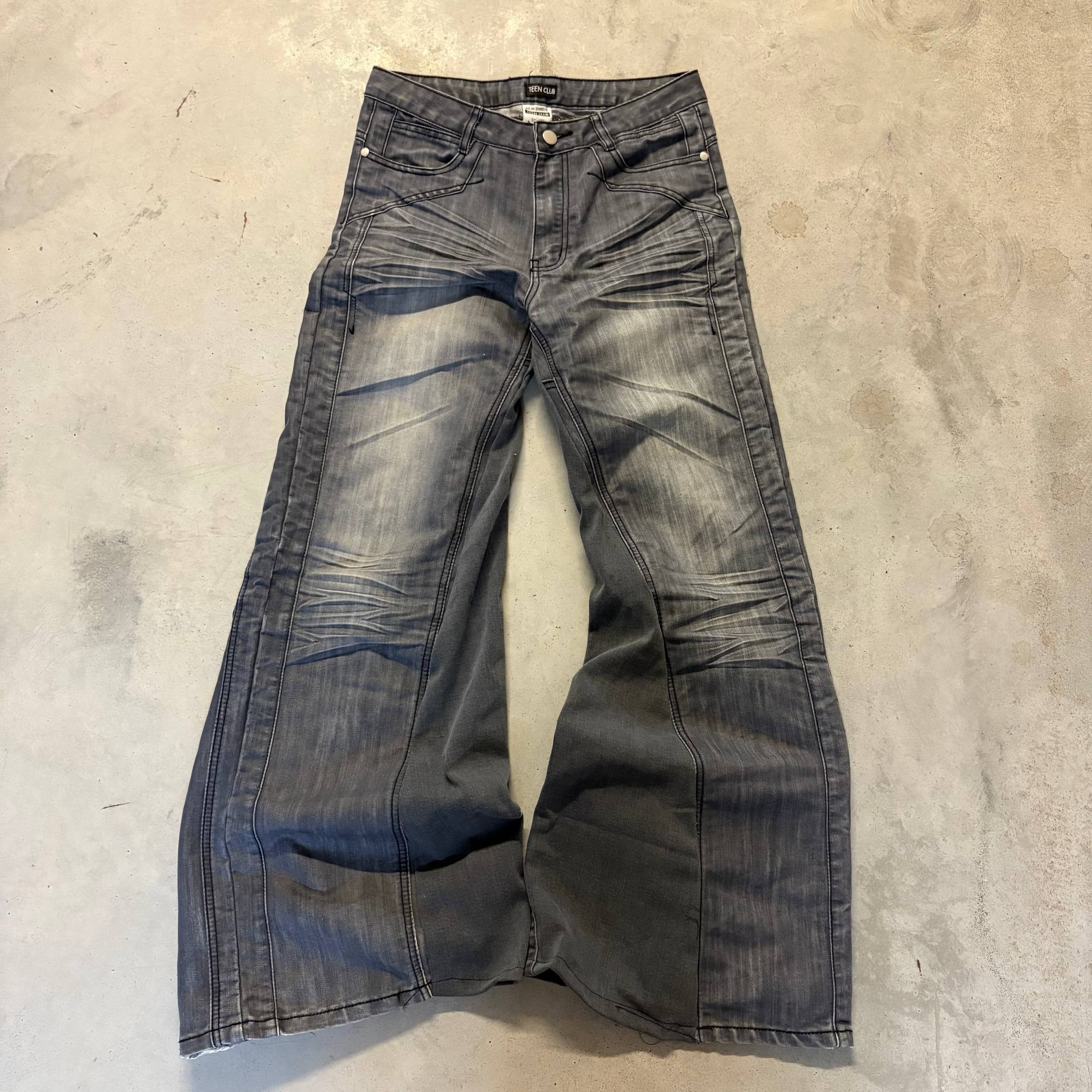 Japanese Brand Low Rise Faded Gray Jeans – Handmade Y2K Size US 29 - 1 Thumbnail