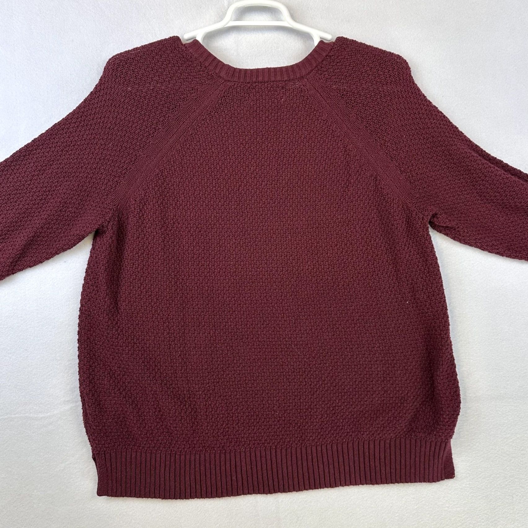 Old Navy Old Navy Sweater Womens Large Burgundy Textured Pullover Raglan Sleeve Knit Top Size L / US 10 / IT 46 - 6 Thumbnail