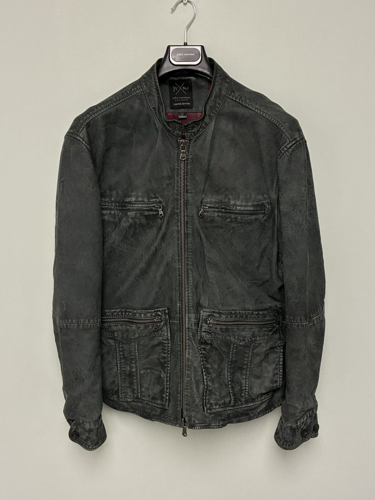 John Varvatos Nick Jonas Distressed Leather Racer Jacket Large Size US L / EU 52-54 / 3 - 11 Thumbnail