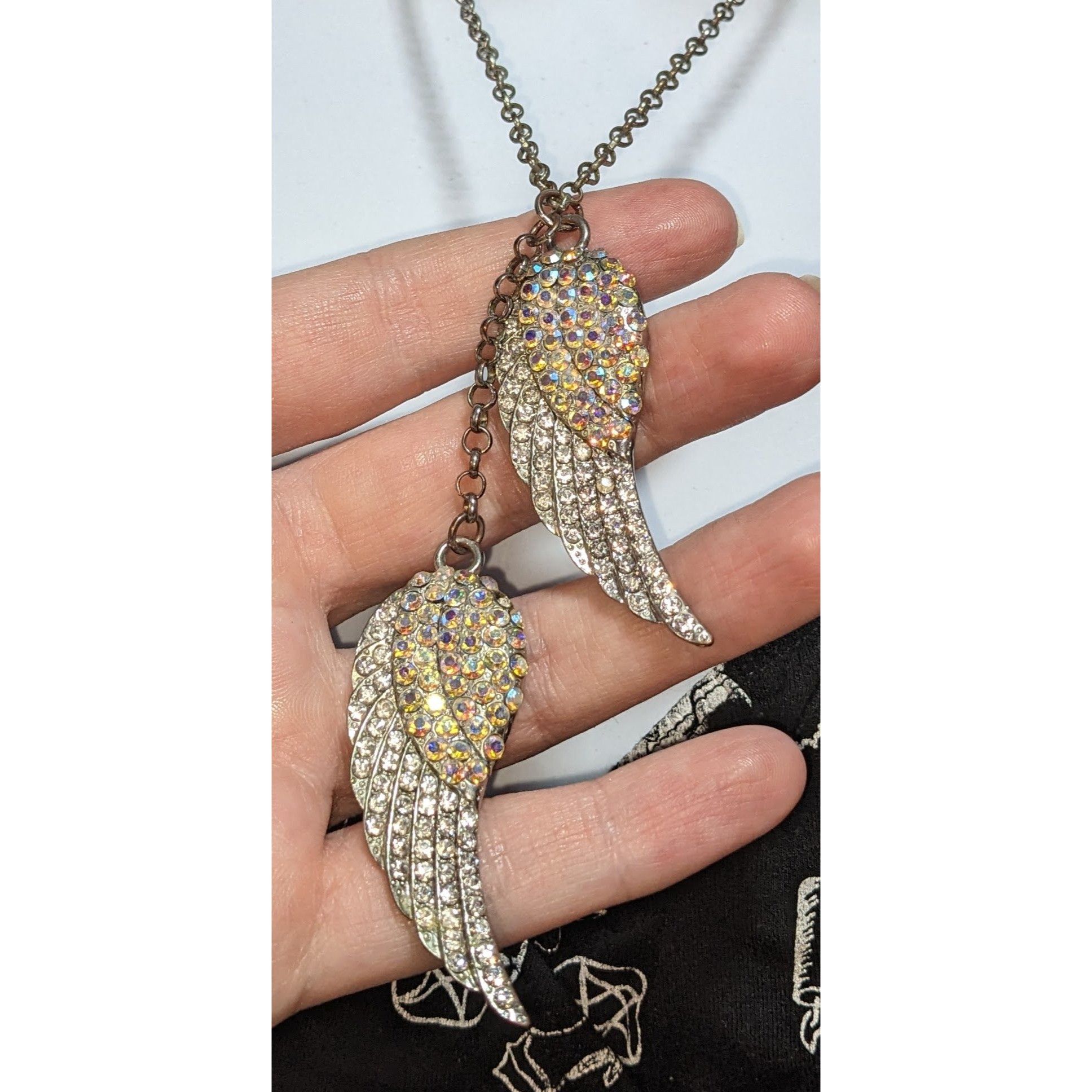 Other Whimsical Angel Wing Necklace With Aurora Borealis Crystals Size ONE SIZE - 3 Thumbnail