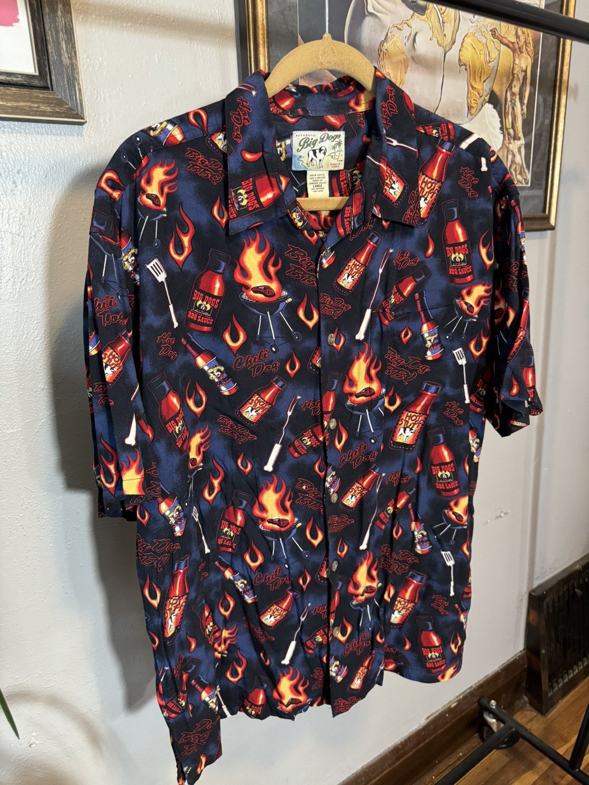 Big Dogs × Vintage Vintage Big Dog Hot Sauce Rayon Shirt Size US L / EU 52-54 / 3 - 3 Thumbnail