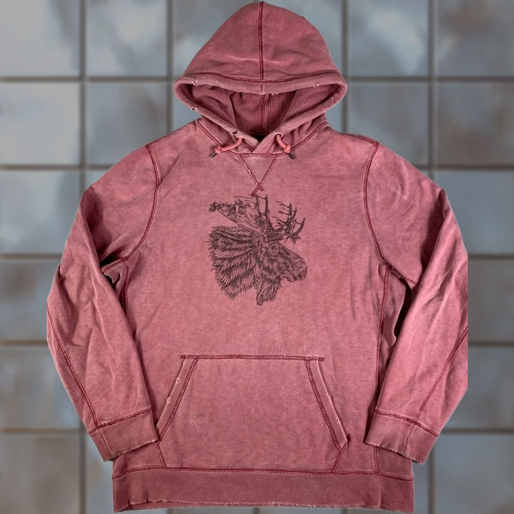 Abercrombie & Fitch Abercrombie Fitch Graphic Hoodie Mens XL Red Moose Limited Collection Pullover Size US XL / EU 56 / 4 - 1 Thumbnail