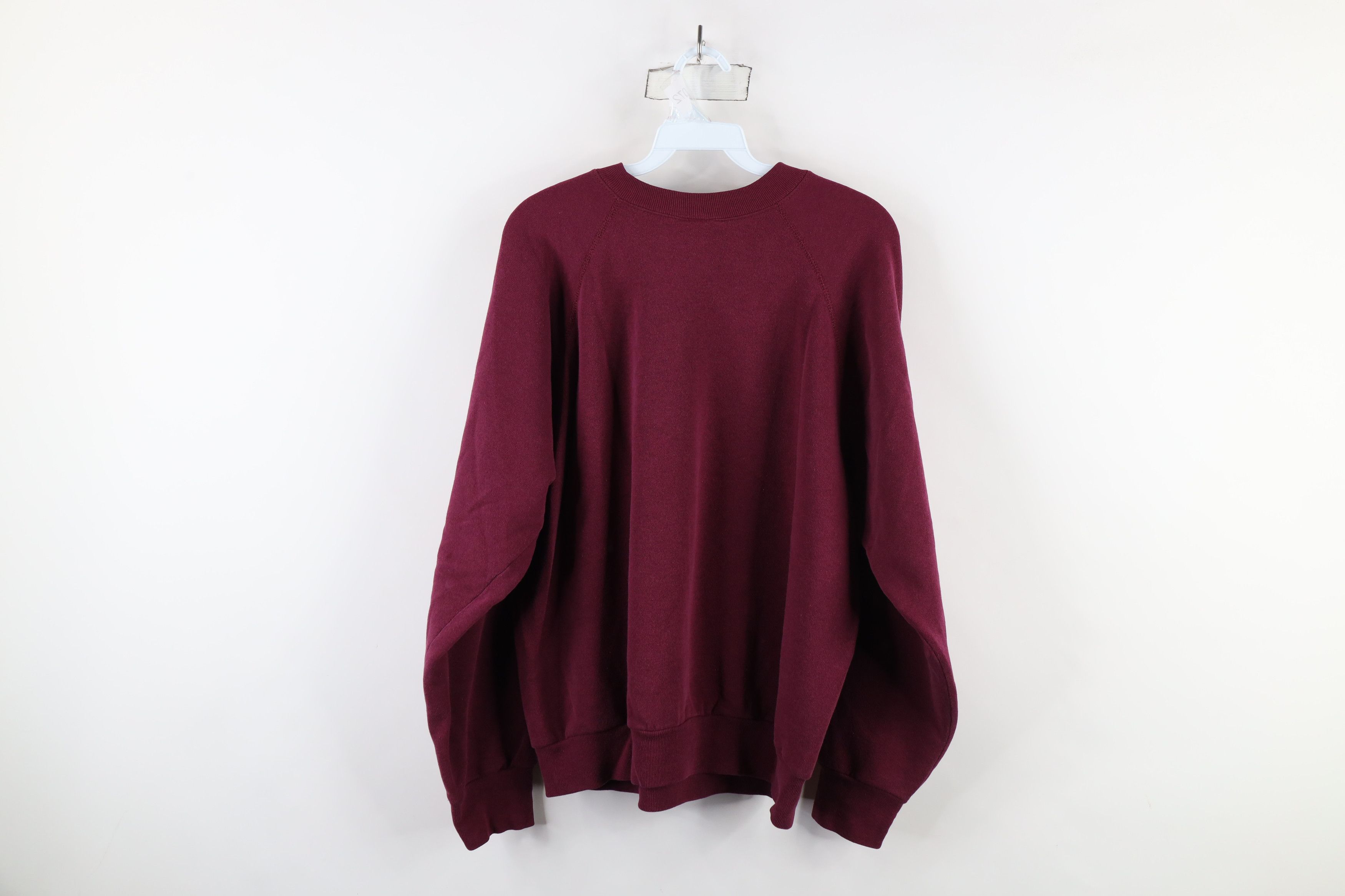 Vintage Vintage 90s Streetwear Blank Crewneck Sweatshirt Maroon USA Size XL / US 12-14 / IT 48-50 - 7 Thumbnail