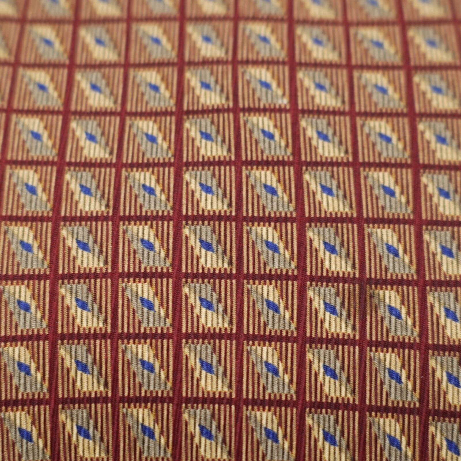 Nautica Nautica Woven Red Tan Beige Geometric Wide Silk Tie Size ONE SIZE - 2 Thumbnail
