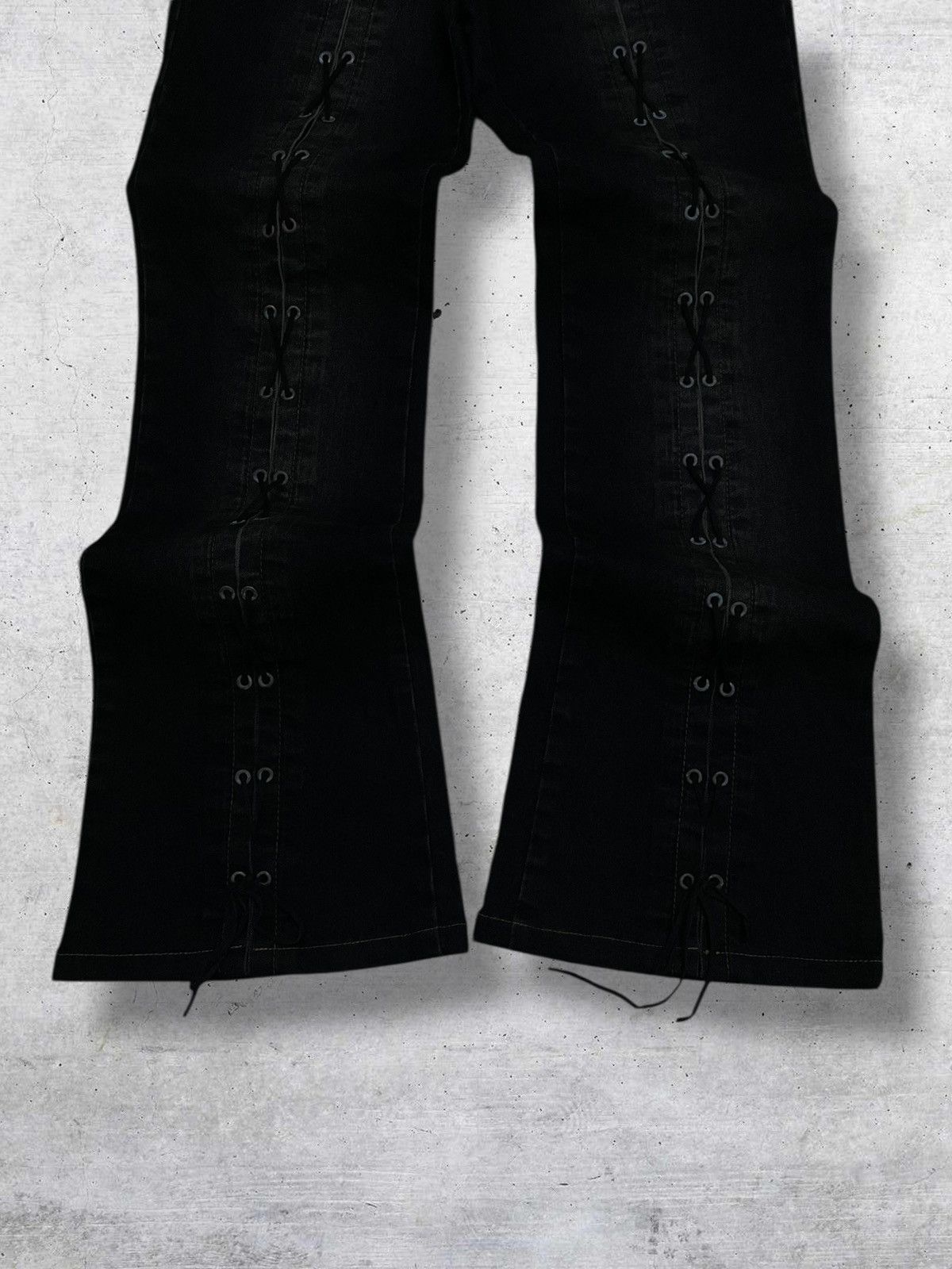 Tornado Mart VINTAGE RARE DESIGNER JAPAN T&T LACE UP FLARED DENIM 90S Size US 27 - 3 Thumbnail