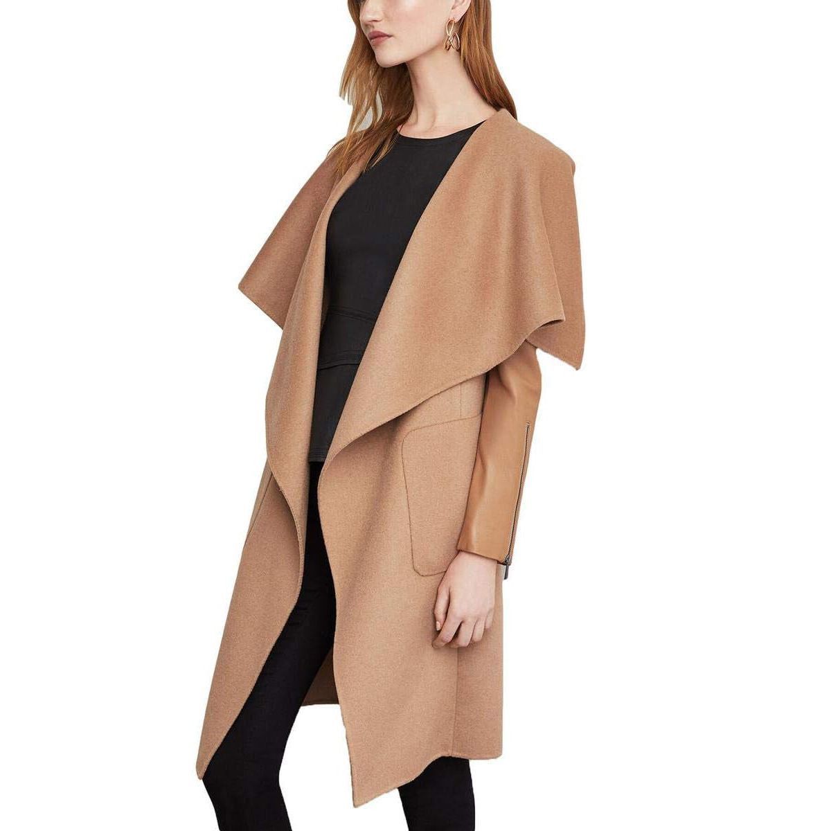 Bcbgmaxazria Women's Drape Front Wool Coat Camel XL Size XL / US 12-14 / IT 48-50 - 1 Thumbnail