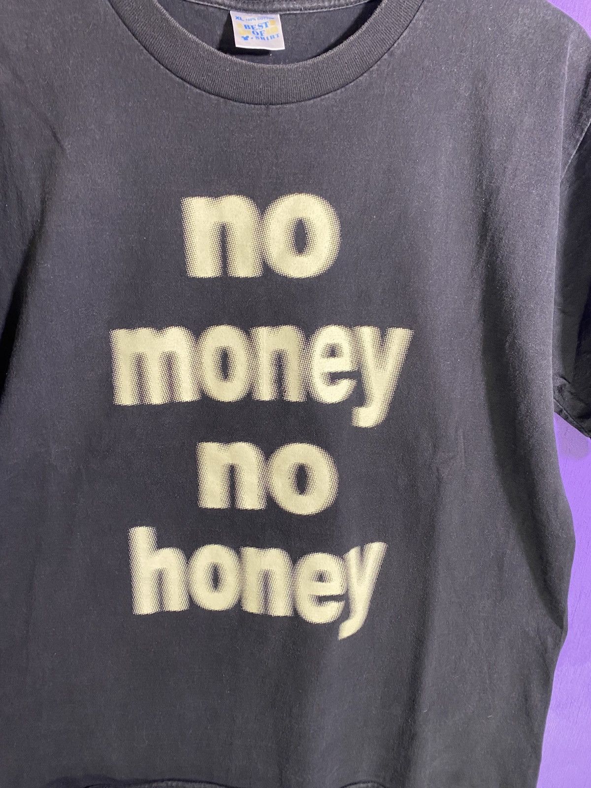 Vintage Vintage 90s No money no honey faded text tee Size US L / EU 52-54 / 3 - 3 Thumbnail