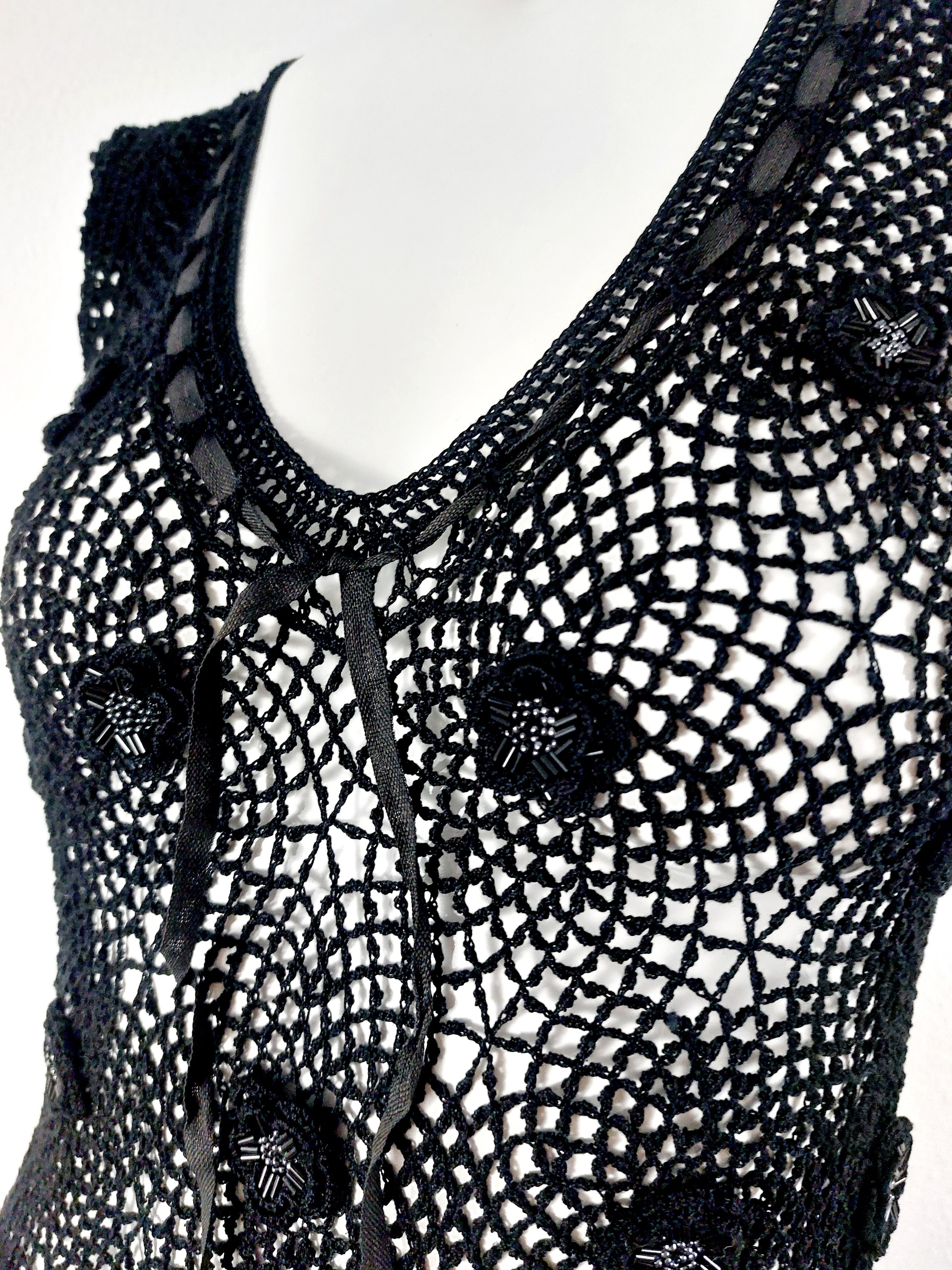 Moschino Moschino Cheap Chic Net Lace Crochet Black Flower Maxi Dress Size M / US 6-8 / IT 42-44 - 5 Thumbnail