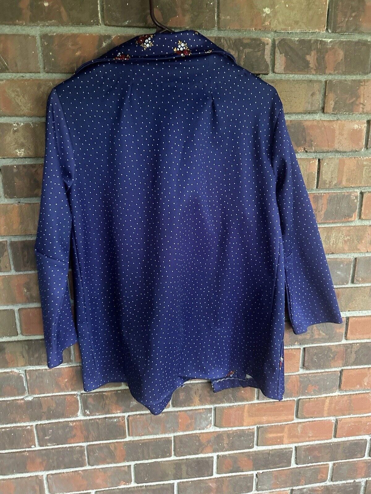 Designer Vintage Blouse Apron Top 70s Medium Floral With Pockets Size M / US 6-8 / IT 42-44 - 2 Thumbnail