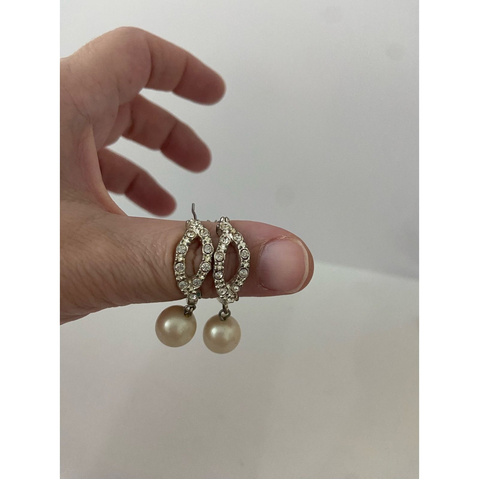 Handmade hoop earrings faux pearl charm Size ONE SIZE - 1 Thumbnail