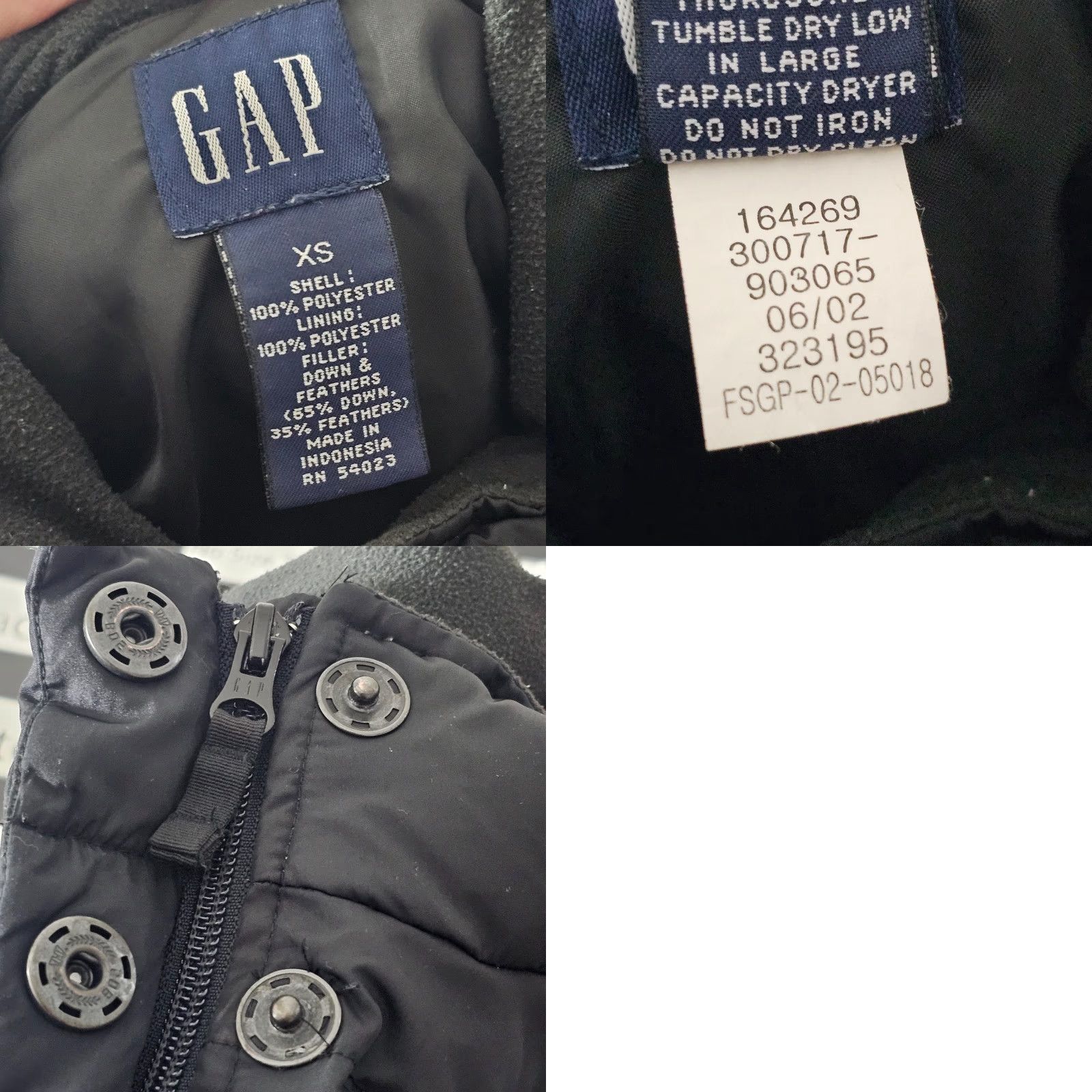 Gap VINTAGE Gap Puffer Vest Womens XS Black Down Full Zip Pockets Lined Ribbed Panel Size XS / US 0-2 / IT 36-38 - 8 Thumbnail