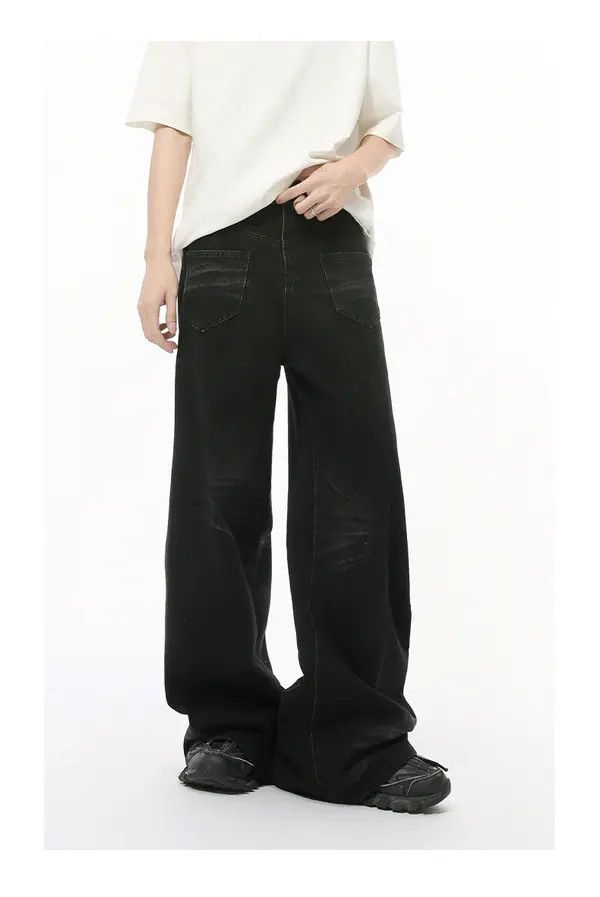 Japanese Brand Mint Washed vintage pocket design drape straight jeans Size US 32 / EU 48 - 2 Thumbnail