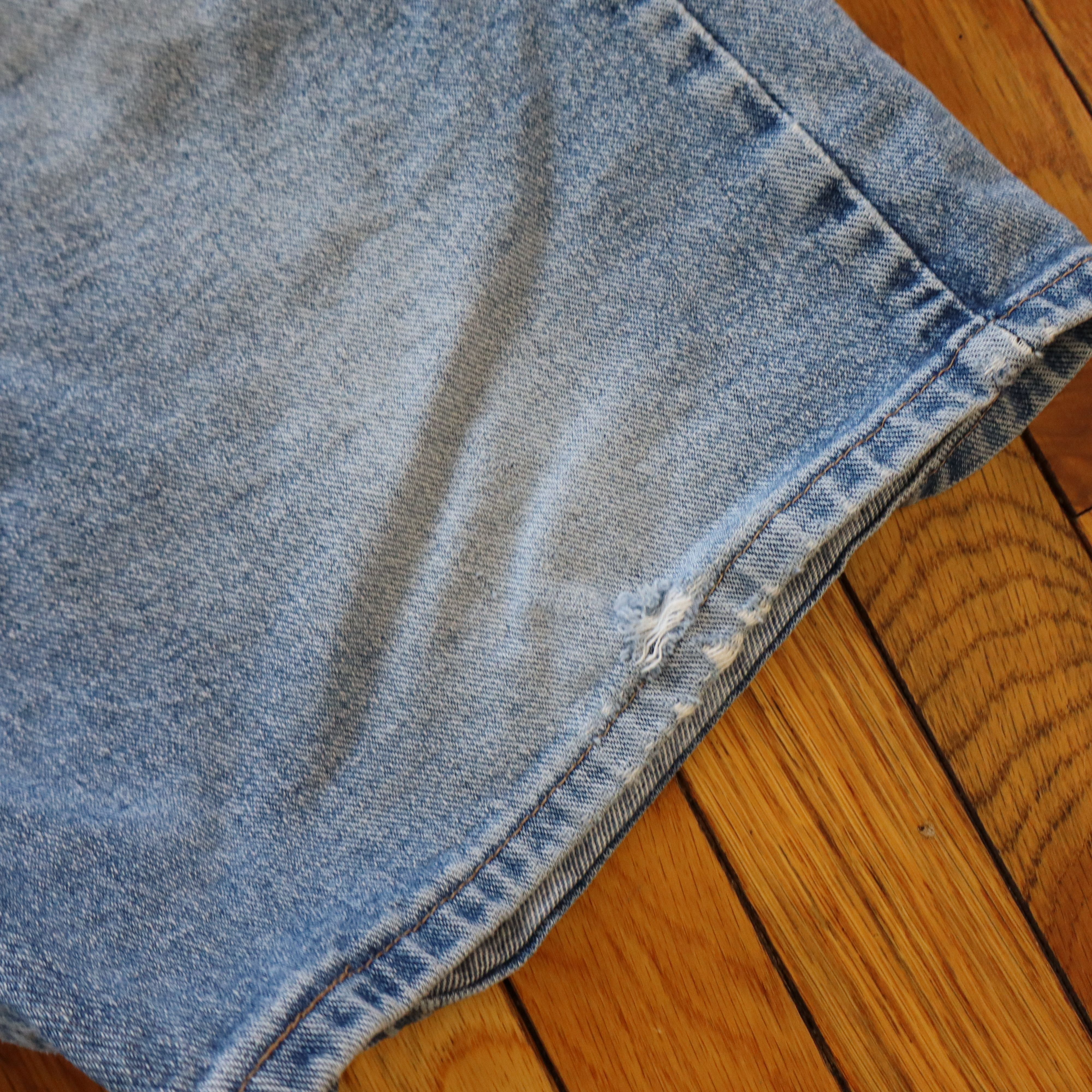 Carhartt × Levi's × Wrangler Vtg 90s Y2K Wide Leg Distressed Skater Denim Shorts Jorts Size US 36 / EU 52 - 4 Thumbnail