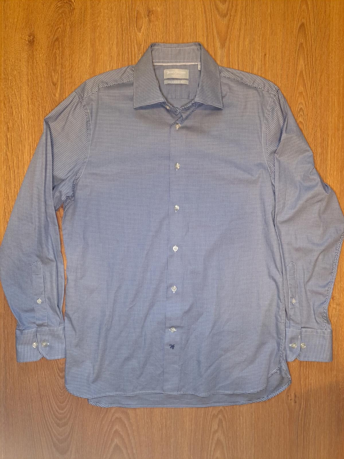 Hickey Freeman Hickey Freeman Dress Shirt 15/15.5-34/35 Blue Houndstooth Size 38R - 1 Thumbnail