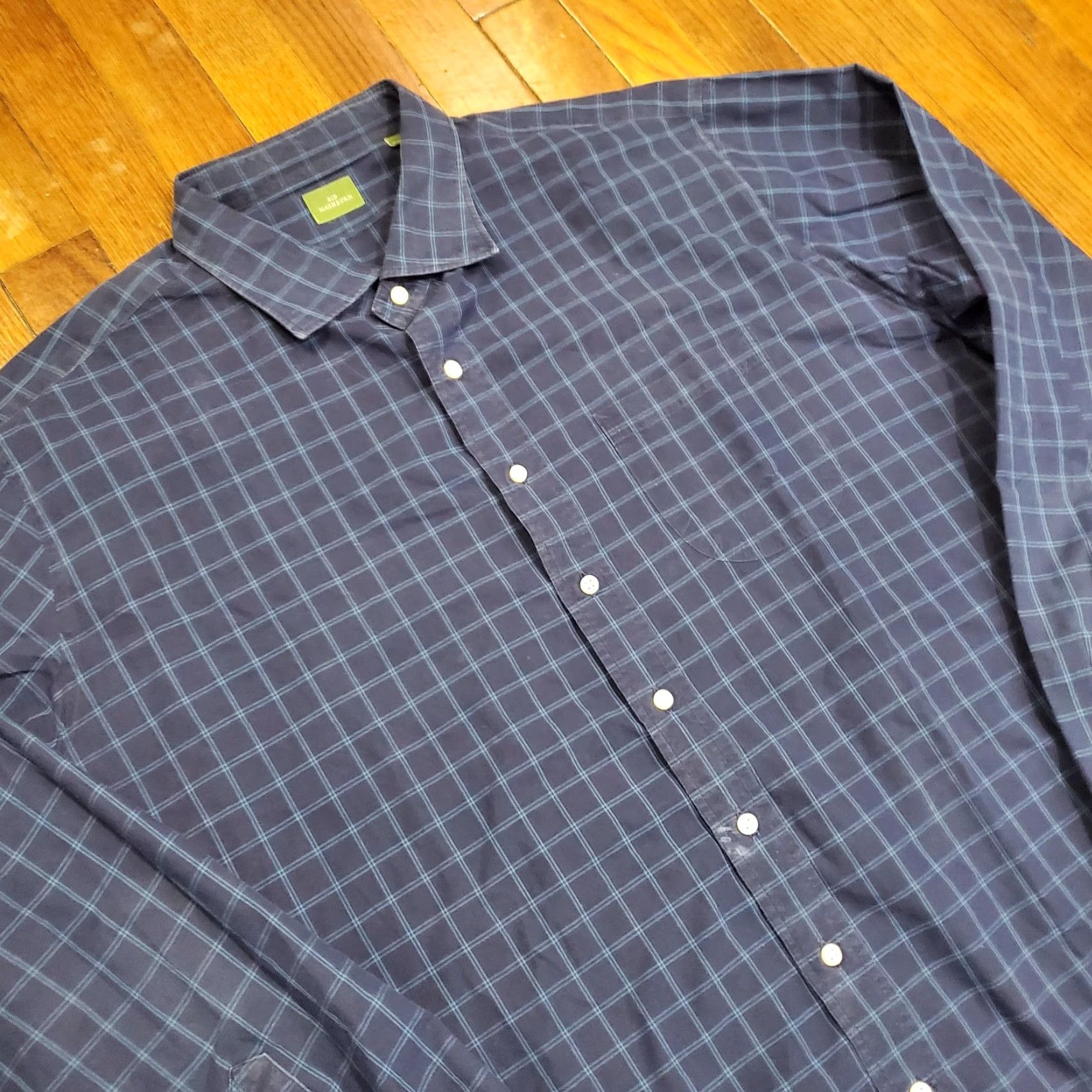 Sid Mashburn VINTAGE Sid Mashburn Dress Shirt Mens 2XL Navy Blue Check Plaid Long Sleeve Button Down Size 48R - 4 Thumbnail