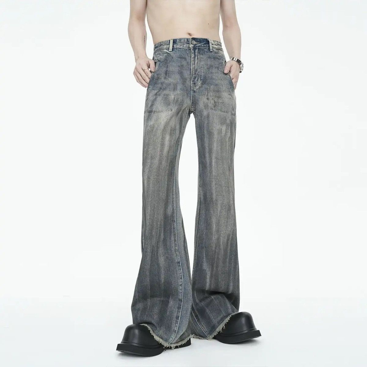Men Vintage Flared Denim