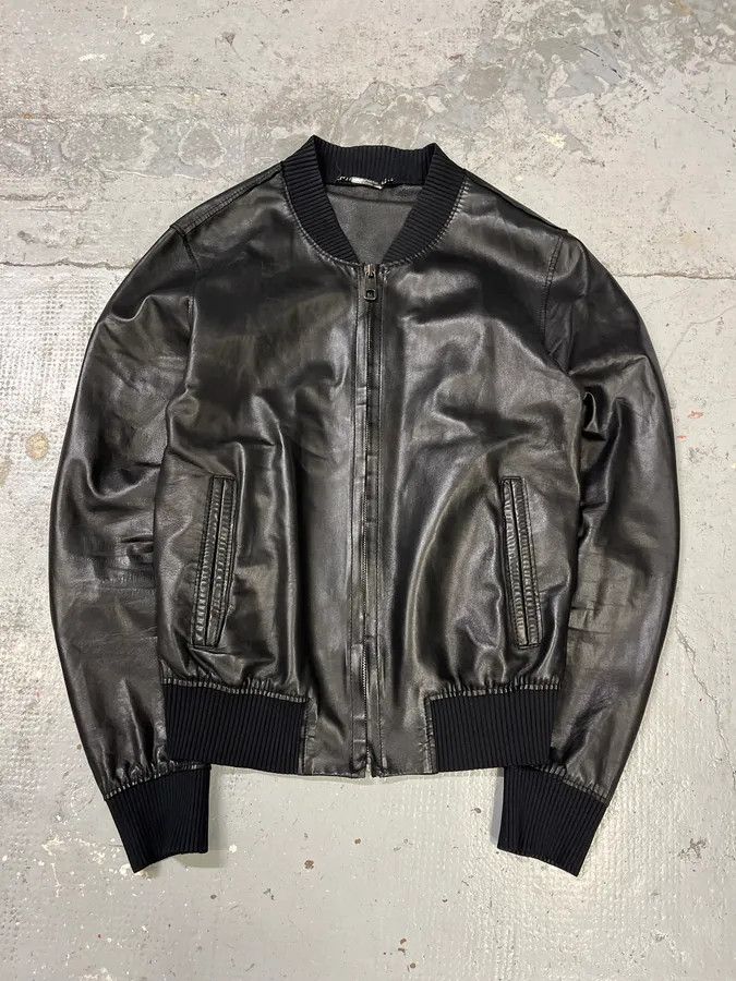 Dolce & Gabbana 2000s Dolce & Gabbana Pure Black Leather Bomber Jacket Size US M / EU 48-50 / 2 - 1 Thumbnail