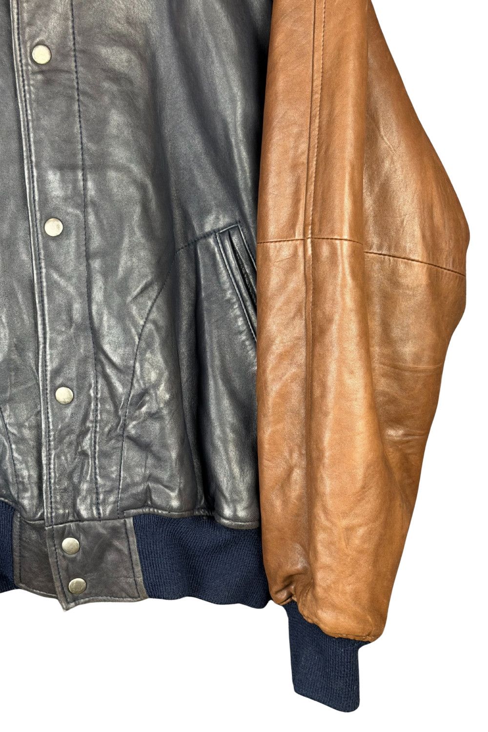 Polo Ralph Lauren PRL 90s Full-Leather Varsity (Black/Tan) Hong Kong Made Size US M / EU 48-50 / 2 - 12 Thumbnail