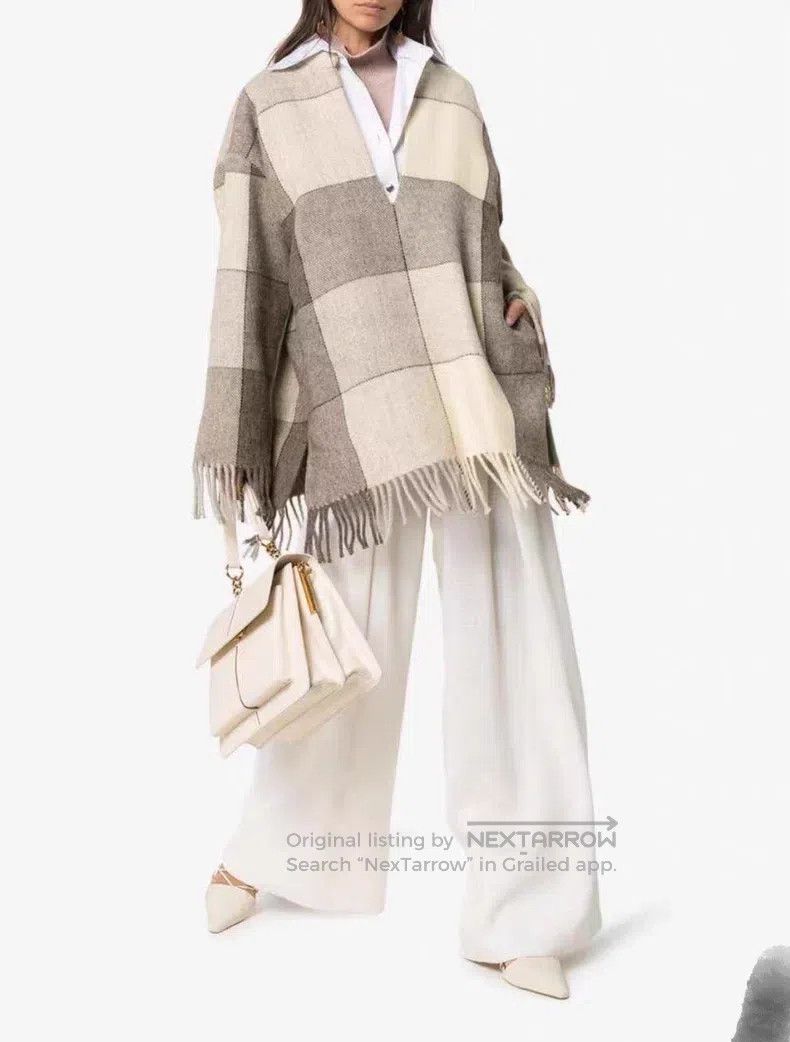 Jil Sander Jil Sander size 32 New Genuine Plaid V-Neck Fringe Cape Coa Size S / US 4 / IT 40 - 2 Thumbnail