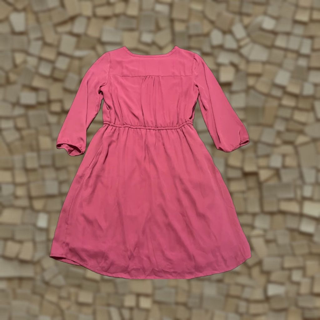 Vintage Maurices Dress Women's Small Pink Long Sleeve V-Neck A-Line Casual Knee Length Size S / US 4 / IT 40 - 1 Thumbnail
