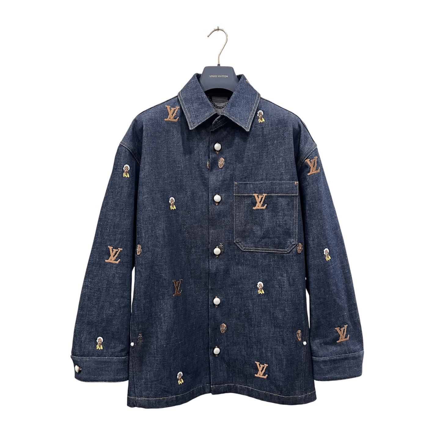Louis Vuitton Louis Vuitton Pharrell Embroidered Logo Denim Jacket Size US S / EU 44-46 / 1 - 1 Thumbnail