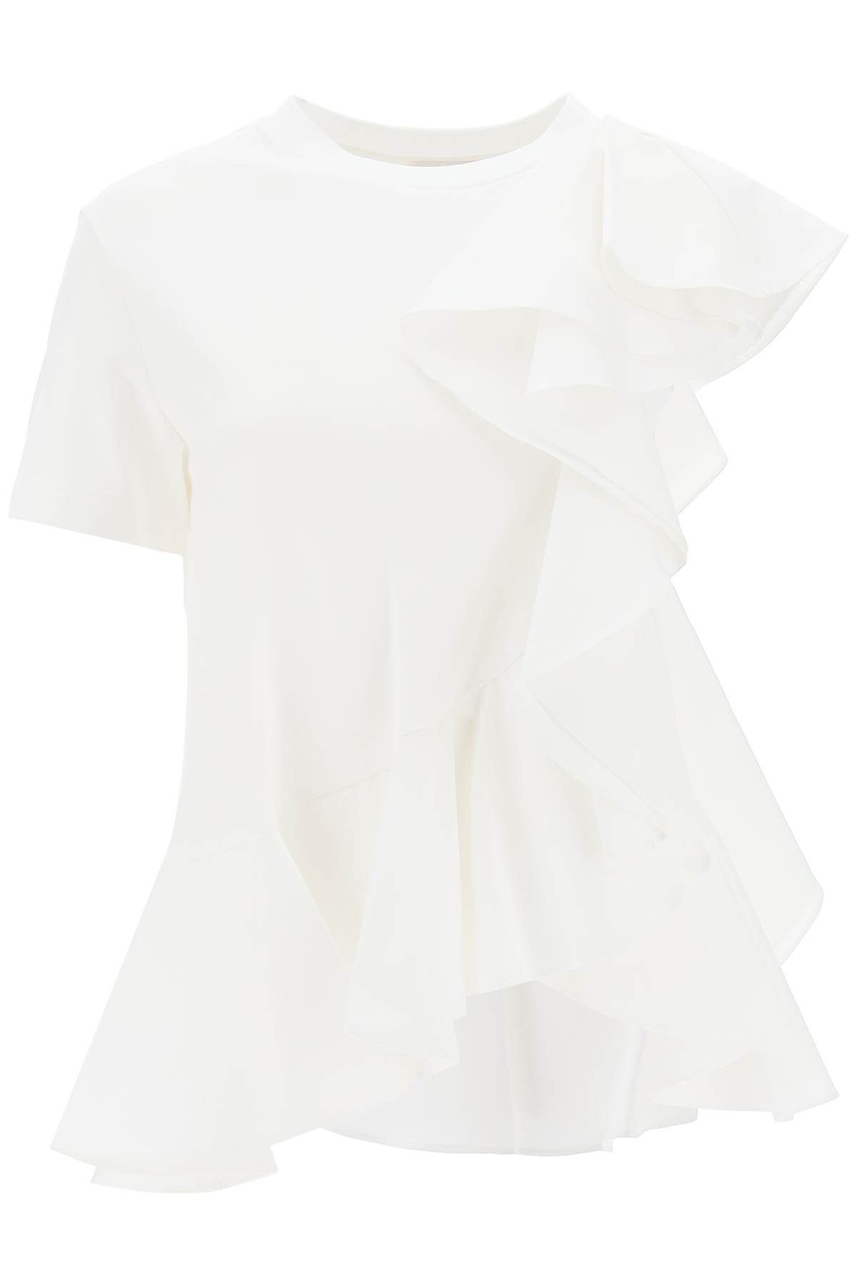 Alexander McQueen ALEXANDER MCQUEEN Ruffled Asymmetric Jersey Top Size XS / US 0-2 / IT 36-38 - 1 Thumbnail