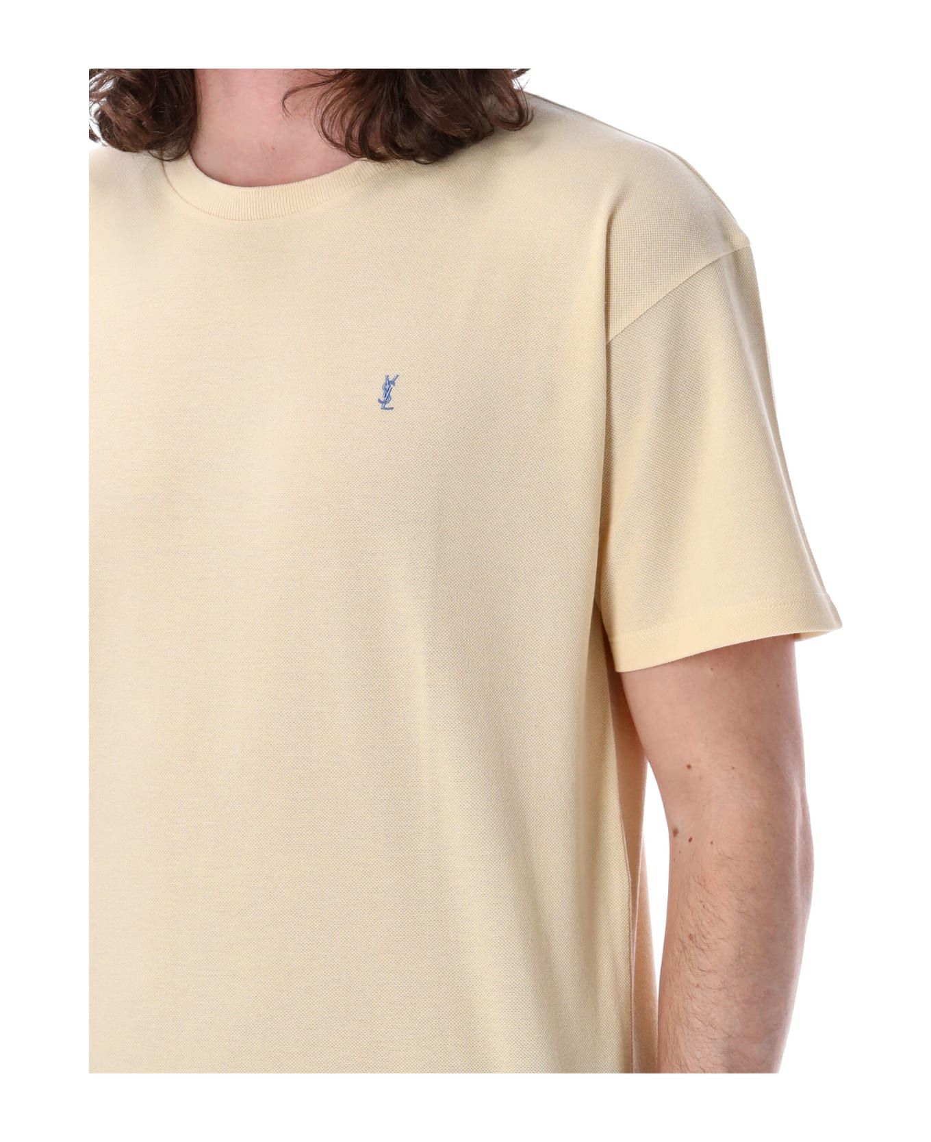 Saint Laurent Paris oc11z0126 781566 Cassandre T-Shirt in Piqué in Yellow Size US L / EU 52-54 / 3 - 3 Thumbnail